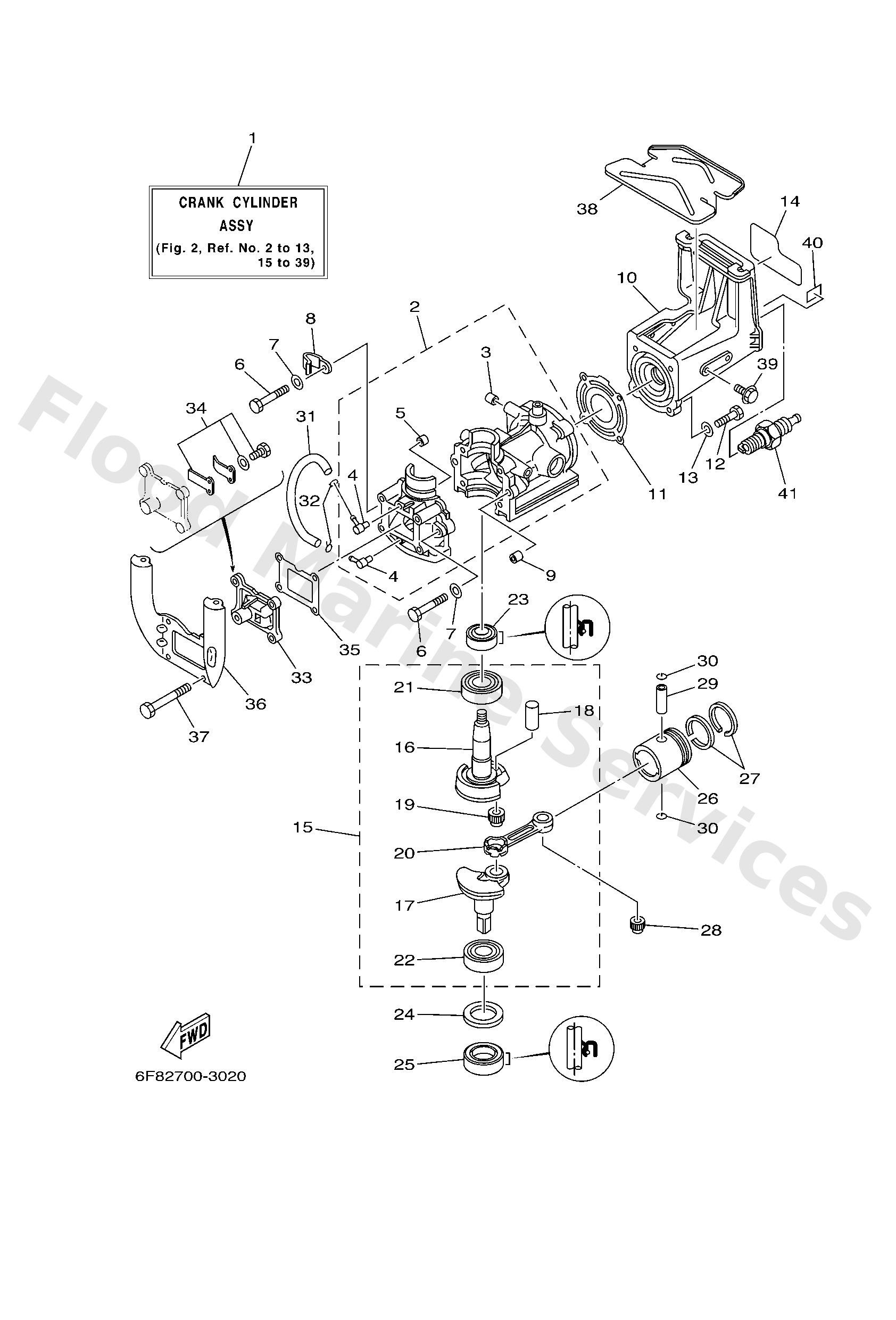 Yamaha 6F815100611S Crankcase assy