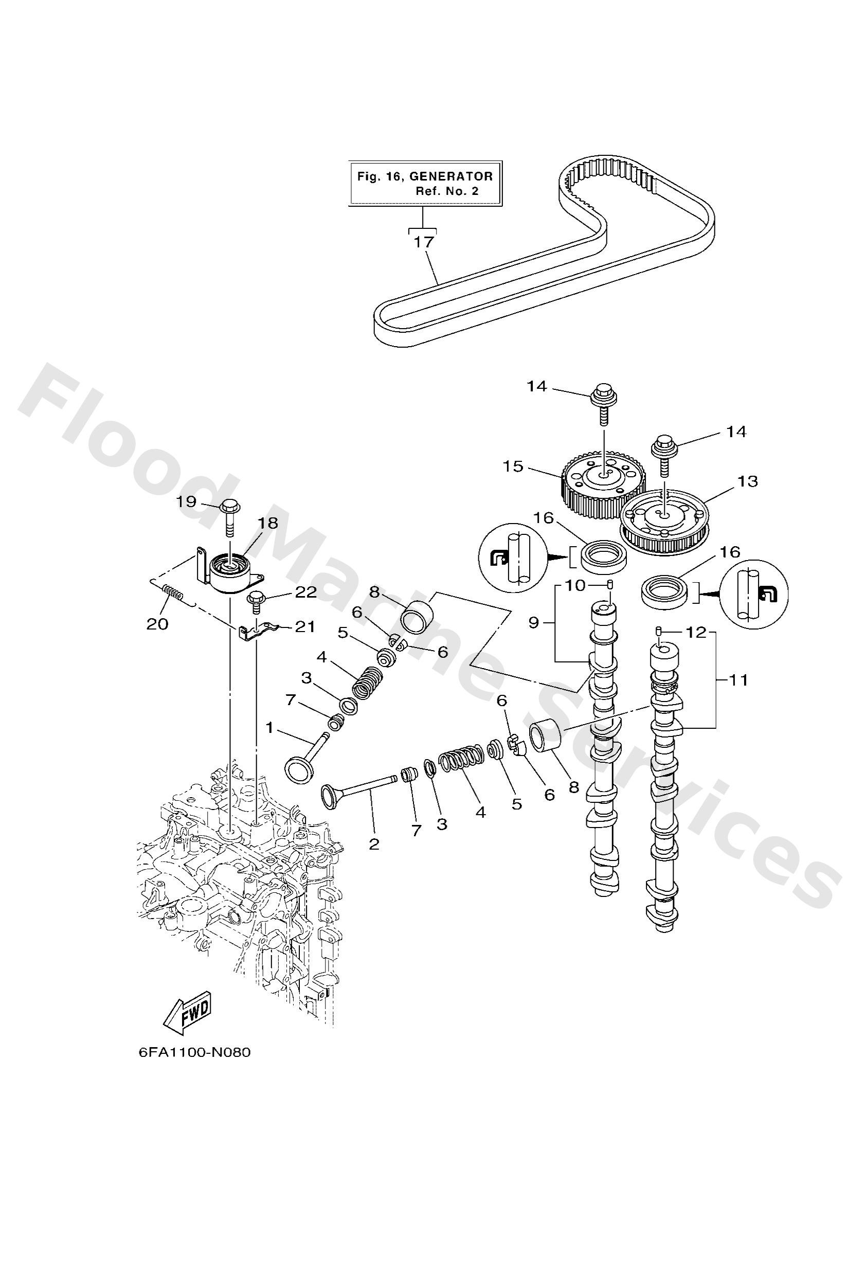 Yamaha 6FA115A00000 Driven gear assy