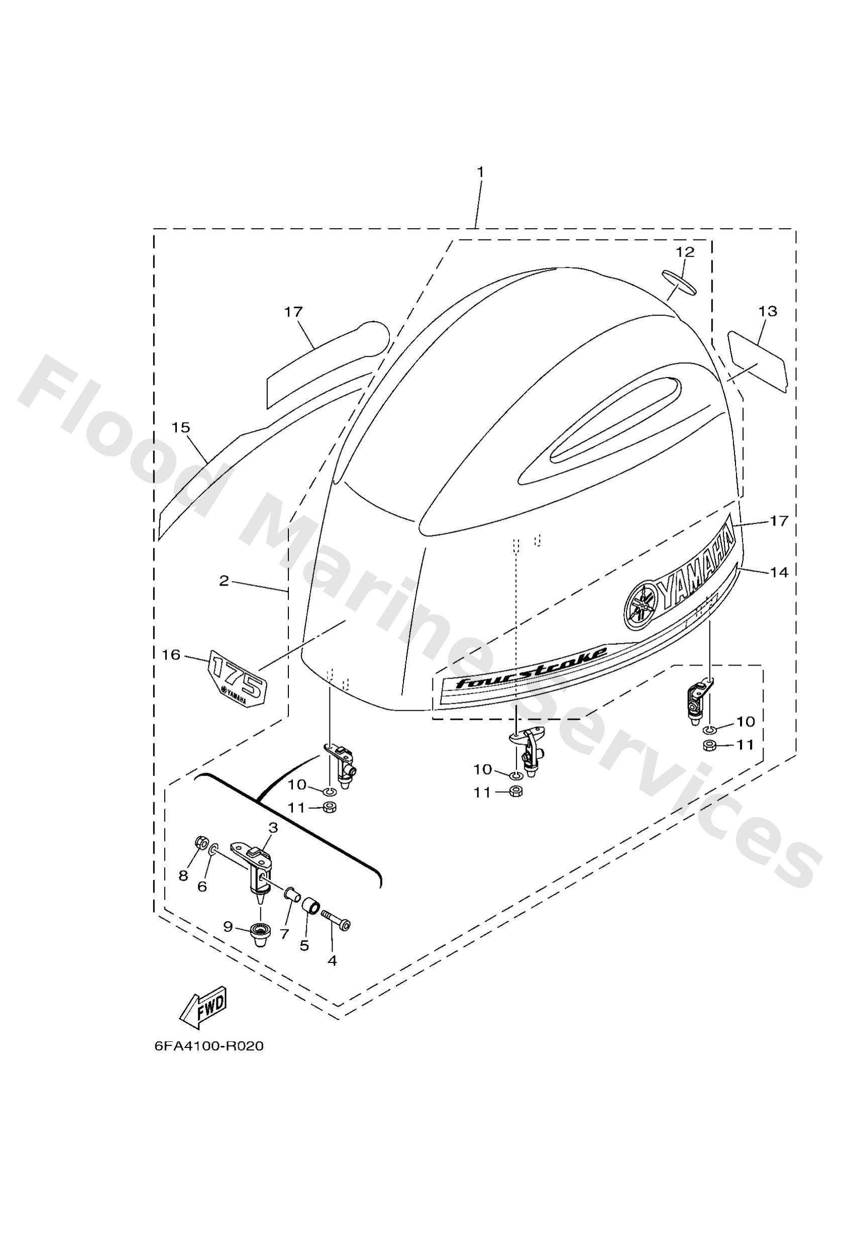 Yamaha 6FA426100300 Top cowling assy