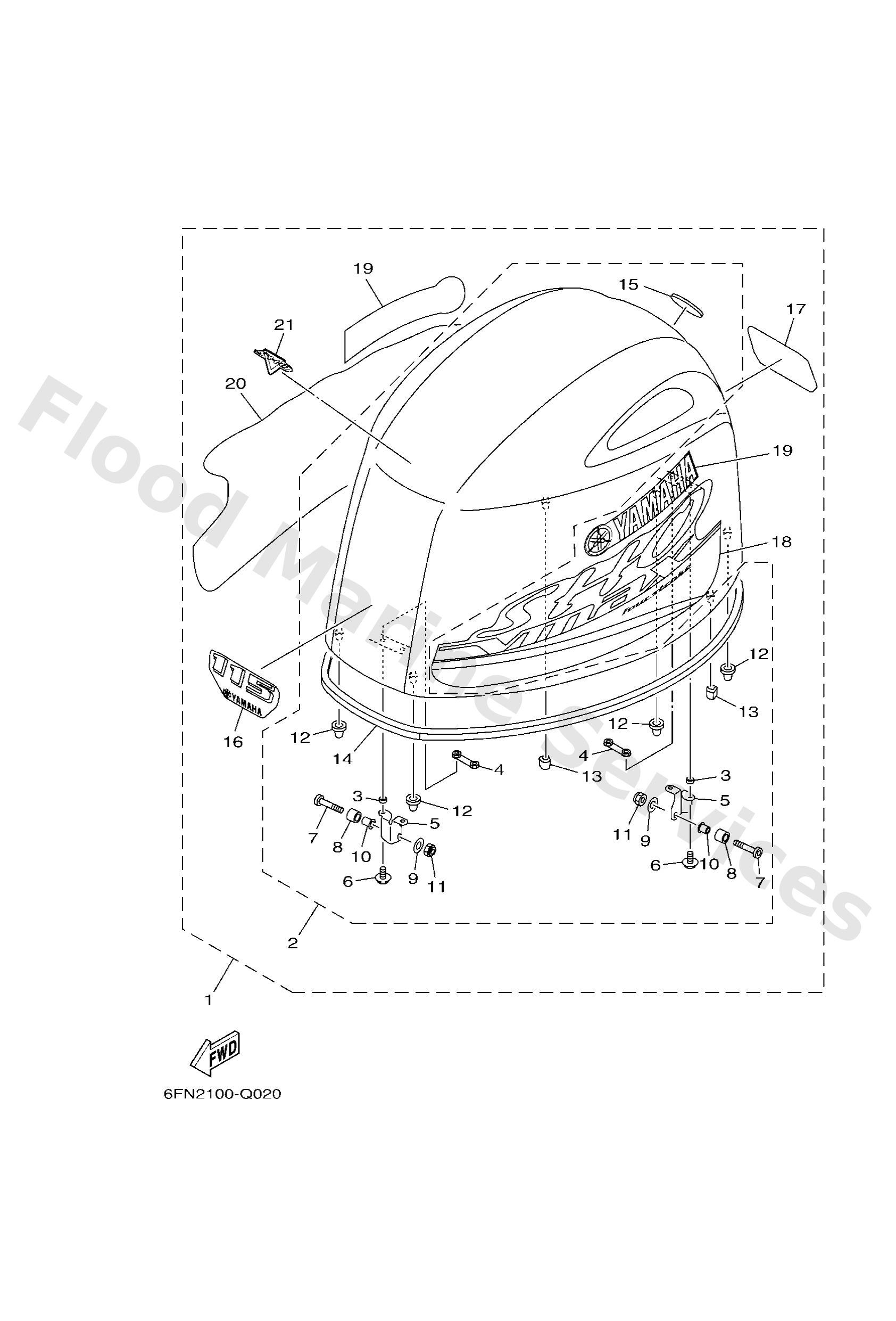 Yamaha 6FN426100100 Top cowling assy