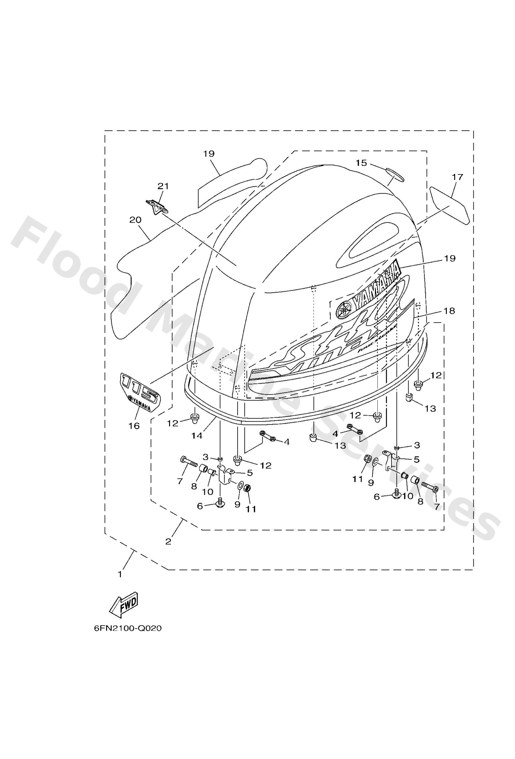 Yamaha 6FN426100200 Top cowling assy