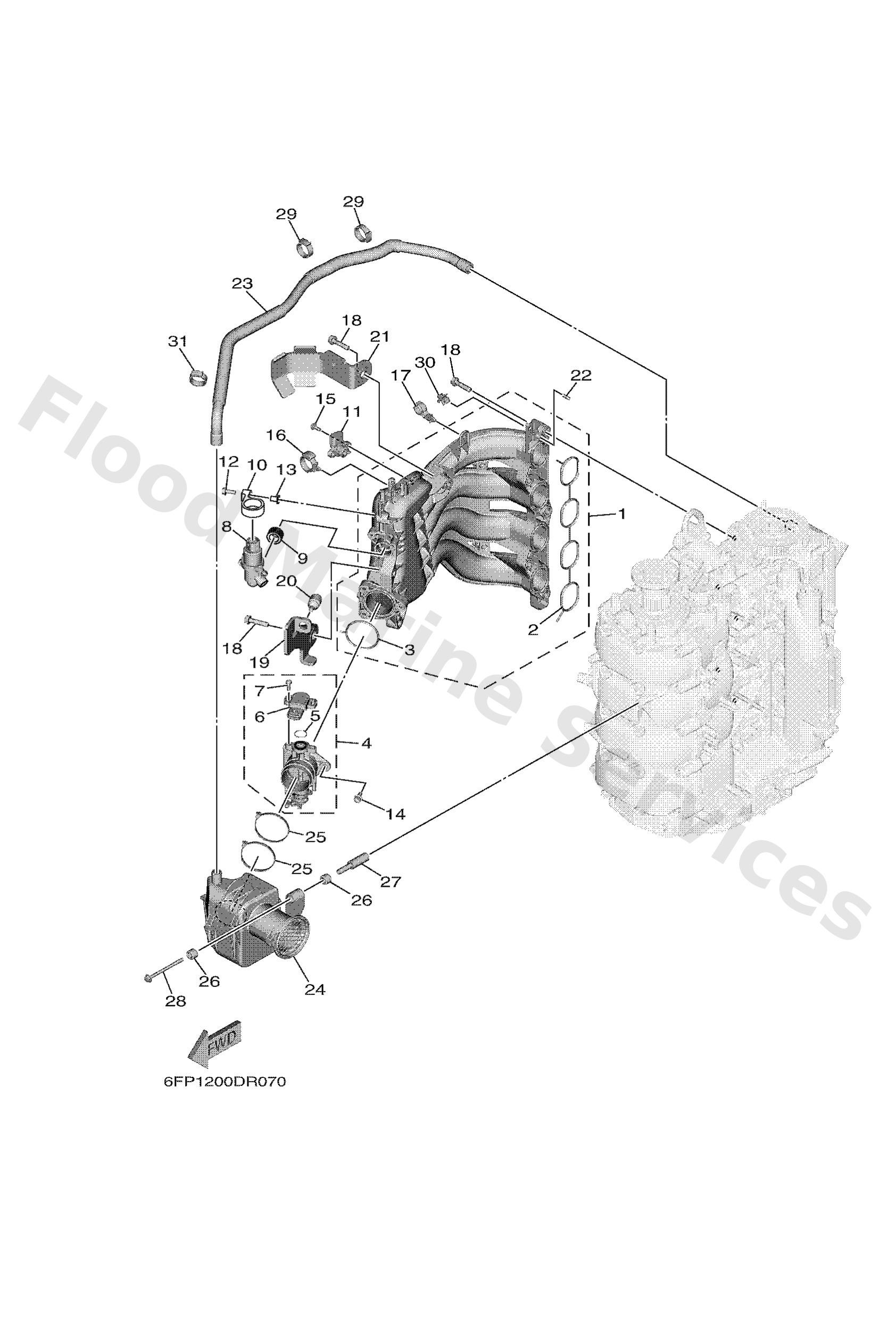 Yamaha 6FP144400000 Silencer assy, intake