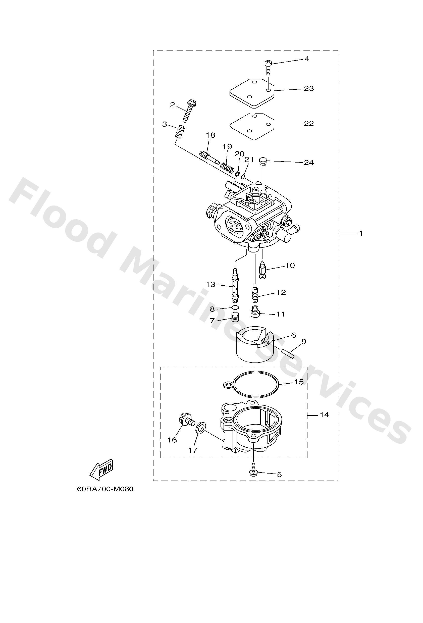 Yamaha 6FW143012000 Carburetor assy 1