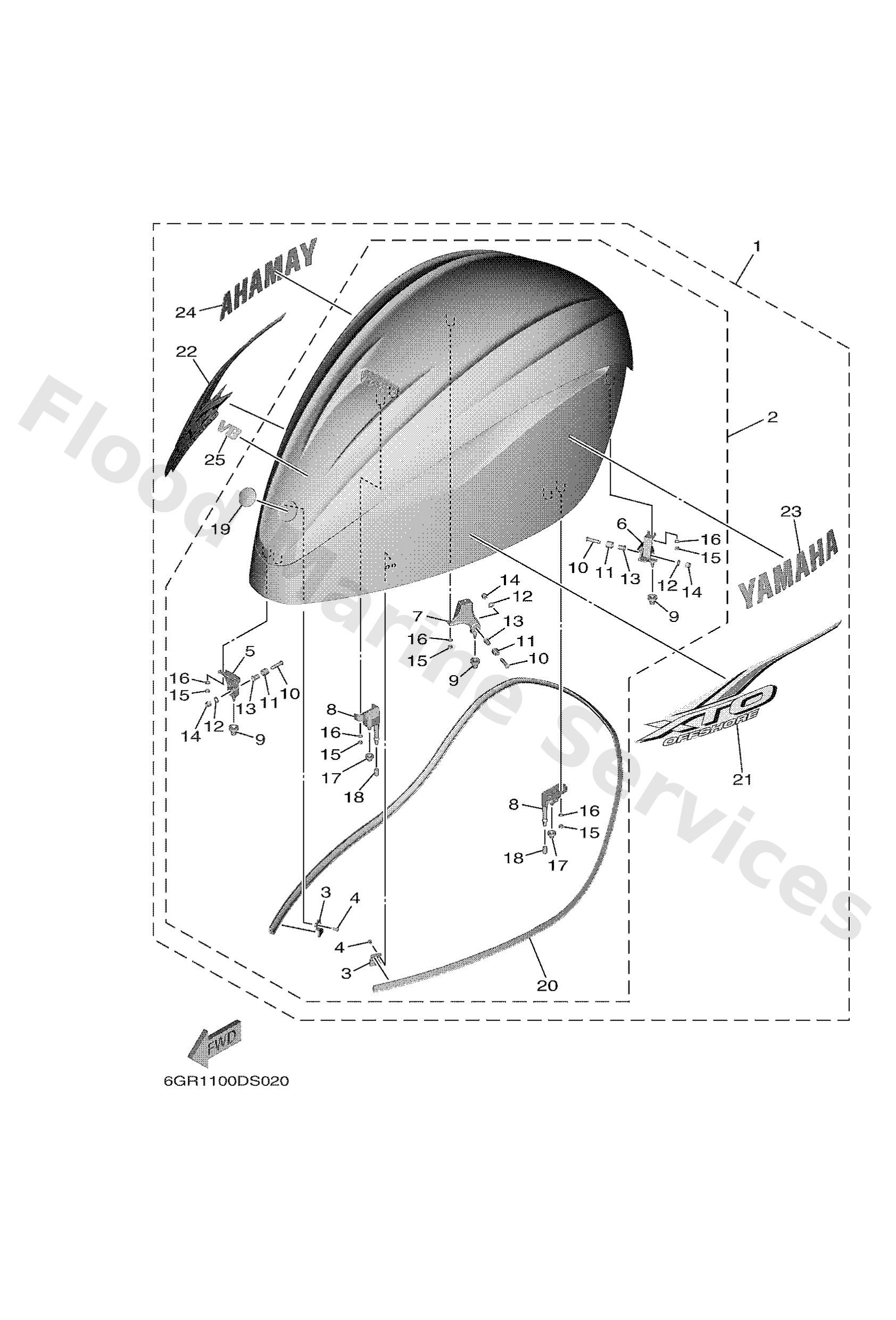 Yamaha 6GR42610018D Top cowling assy