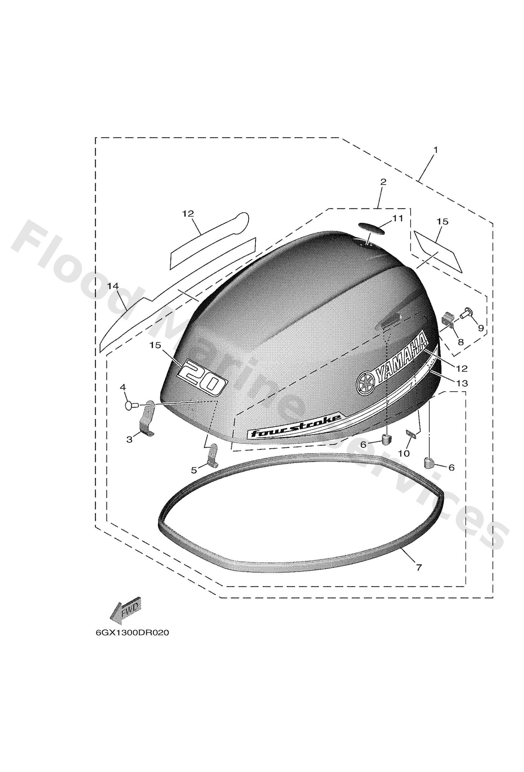 Yamaha 6GX426101000 Top cowling assy