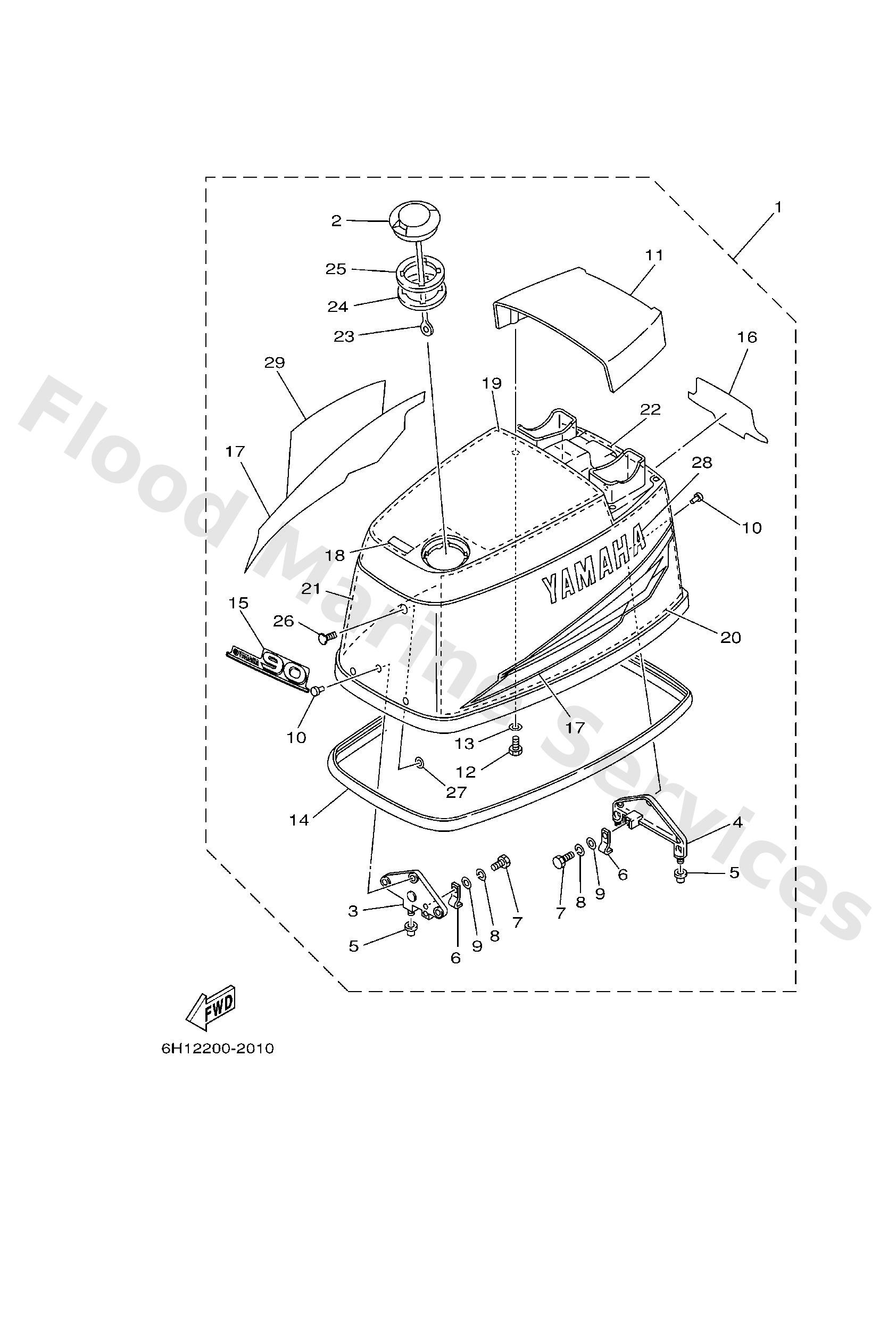 Yamaha 6H042610B08D Top cowling assy