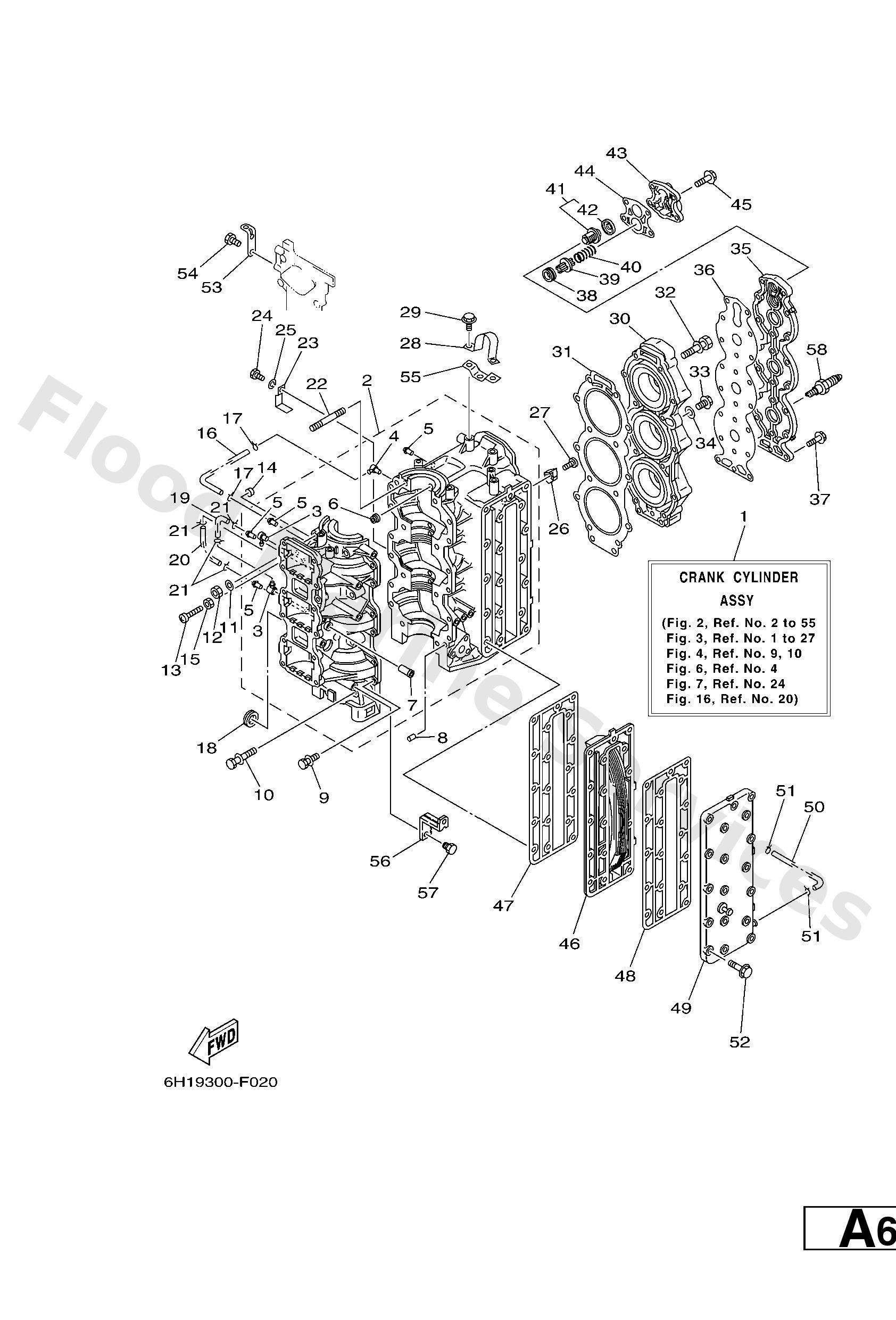 Yamaha 6H115100041S Crankcase assy (o/i, prime sta