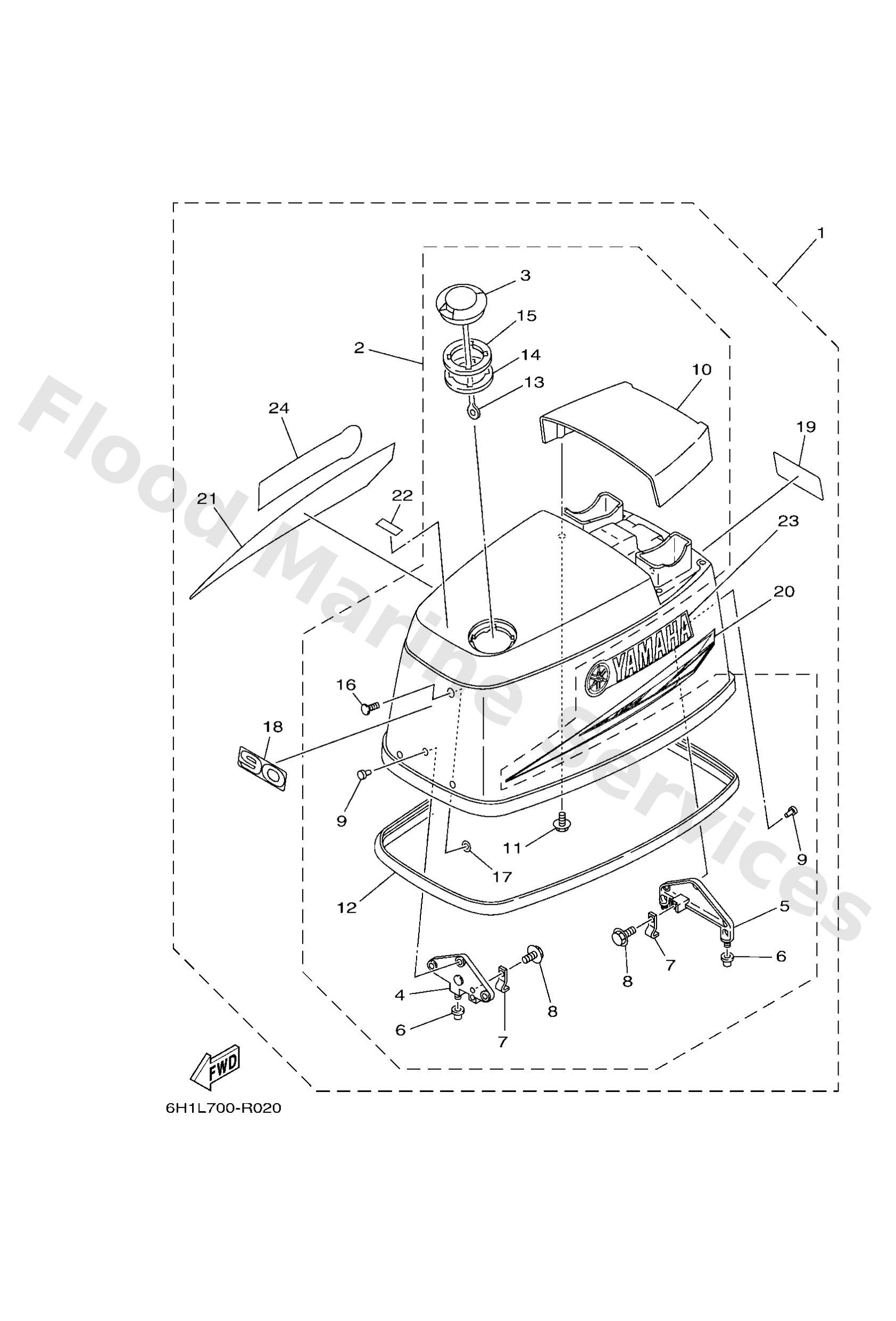Yamaha 6H1426100100 Top cowling assy