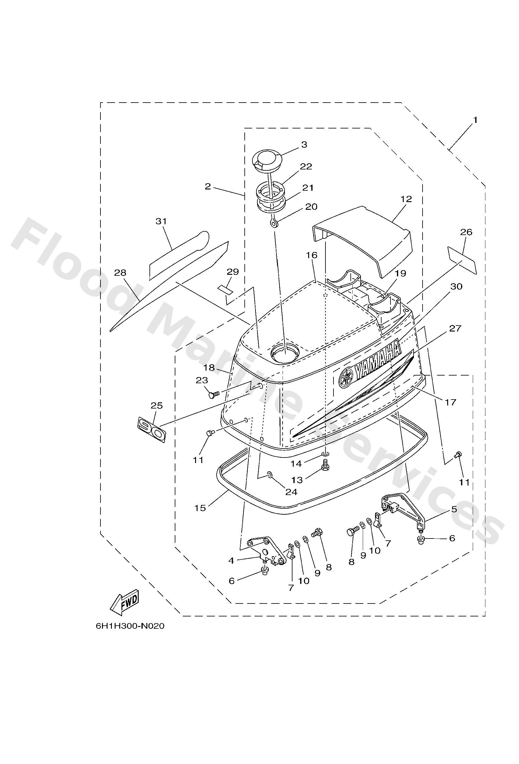 Yamaha 6H14261A1000 Top cowling w/o graphics