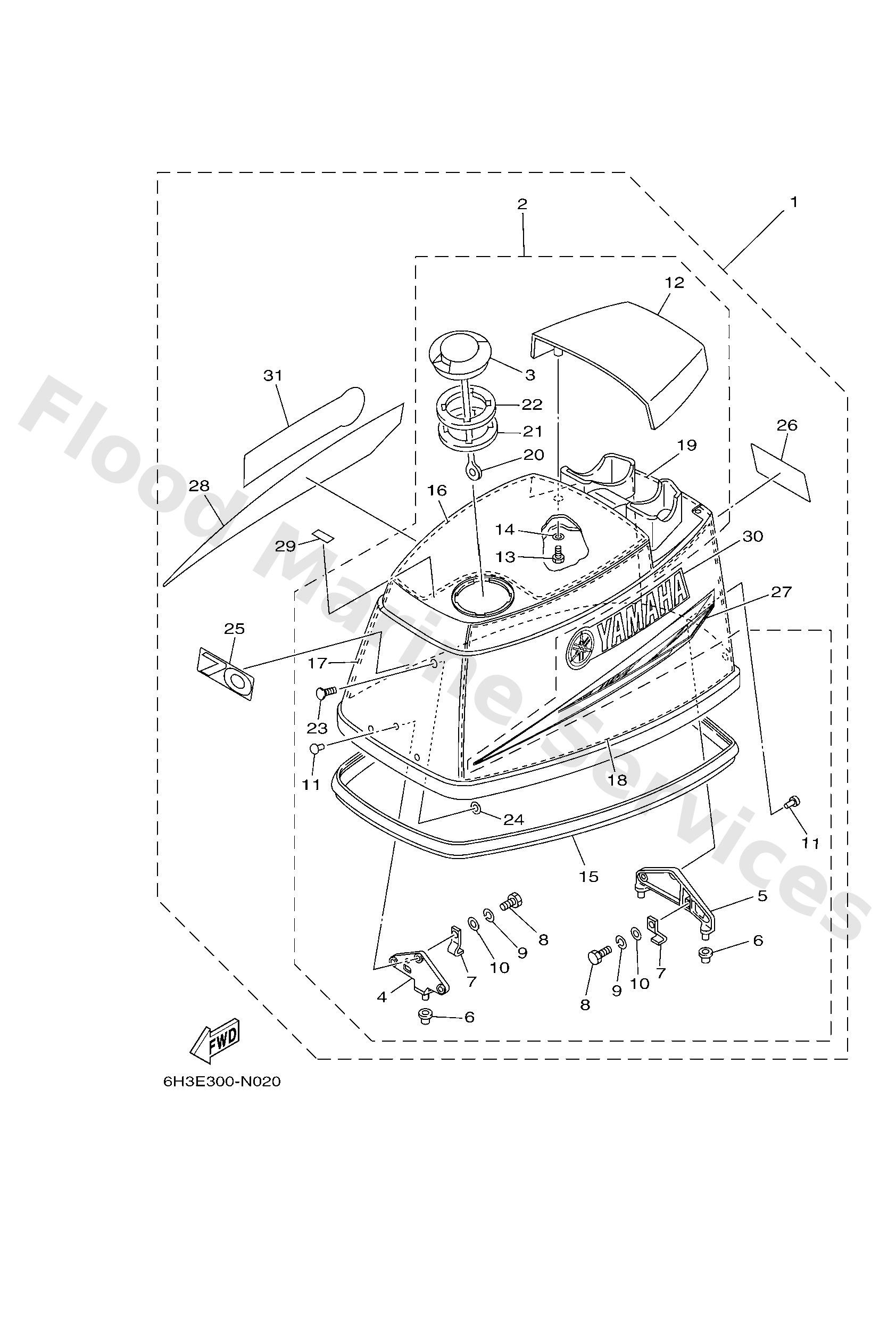 Yamaha 6H34261A1000 Top cowling w/o graphics