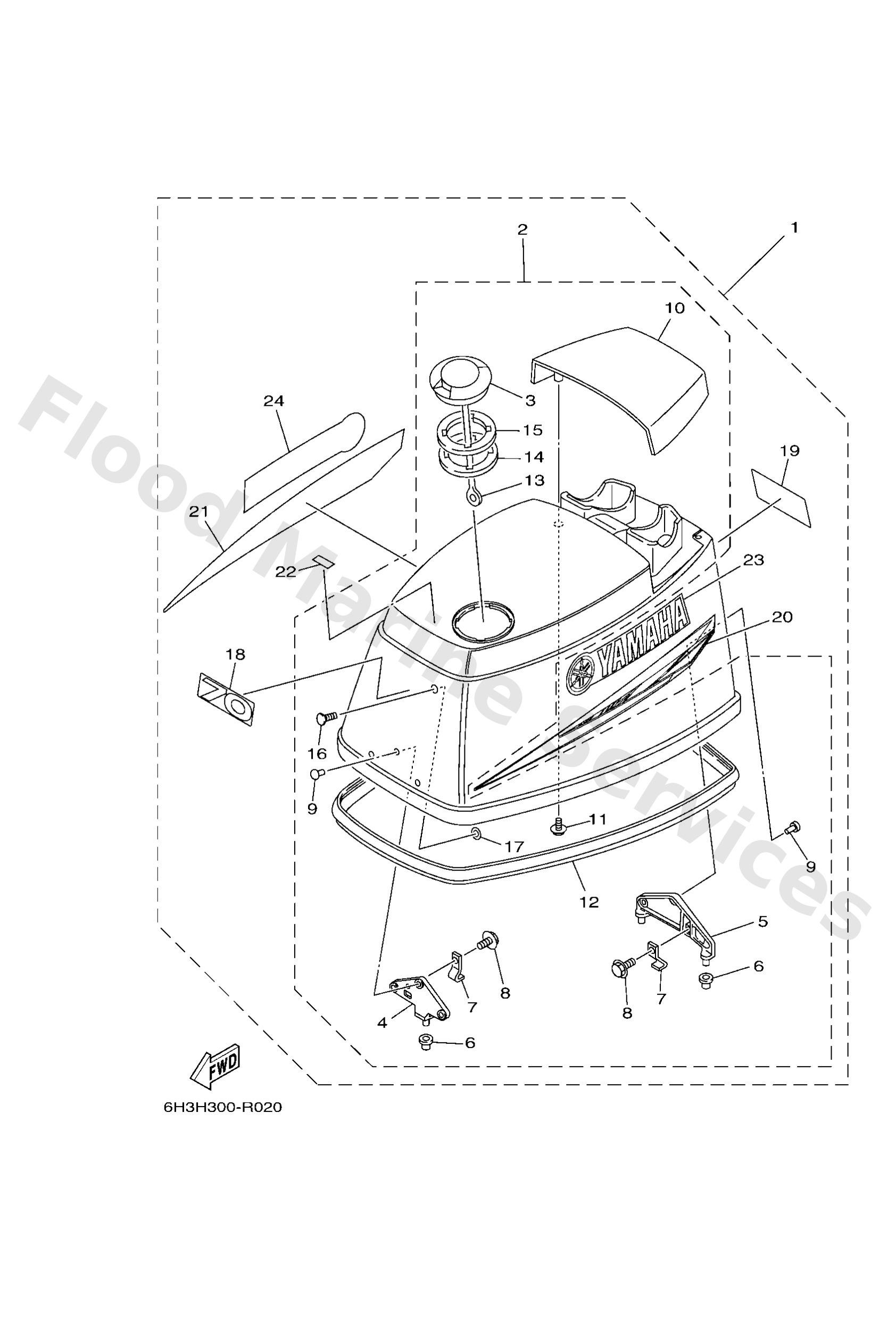 Yamaha 6H34261A1100 Top cowling w/o graphics