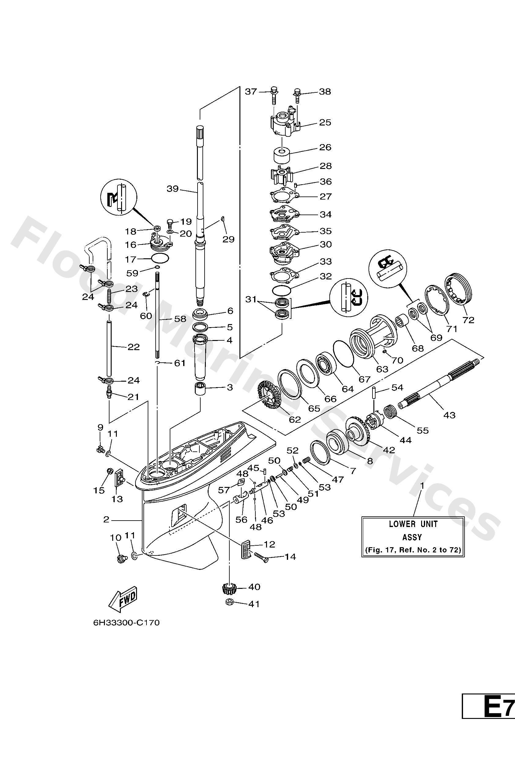 Yamaha 6H345300164D Lower unit assy