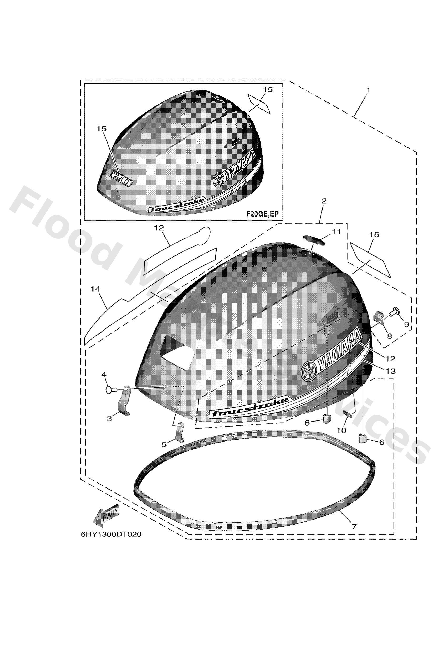 Yamaha 6HY426100100 Top cowling assy