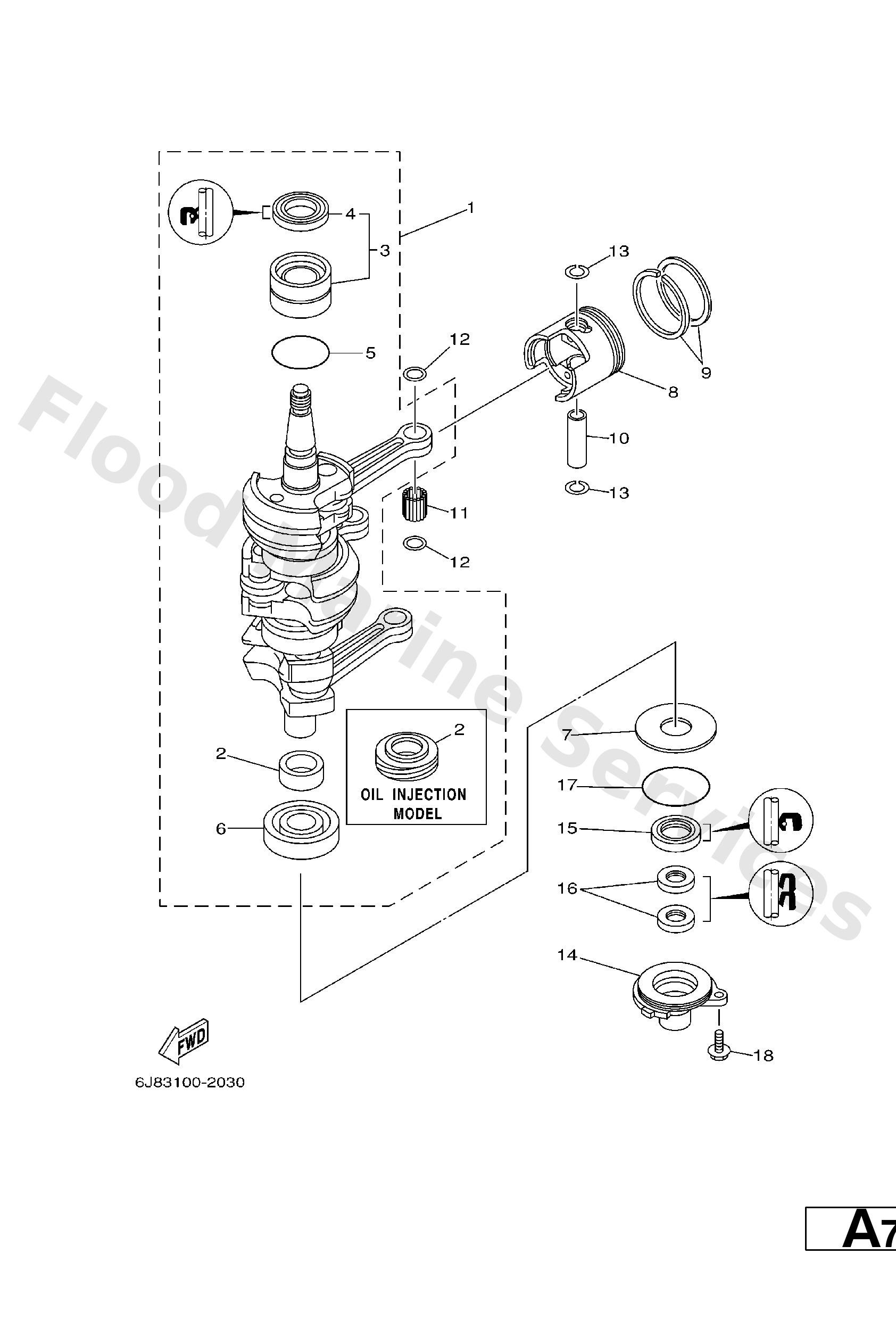 Yamaha 6J8114000100 Crankshaft assy