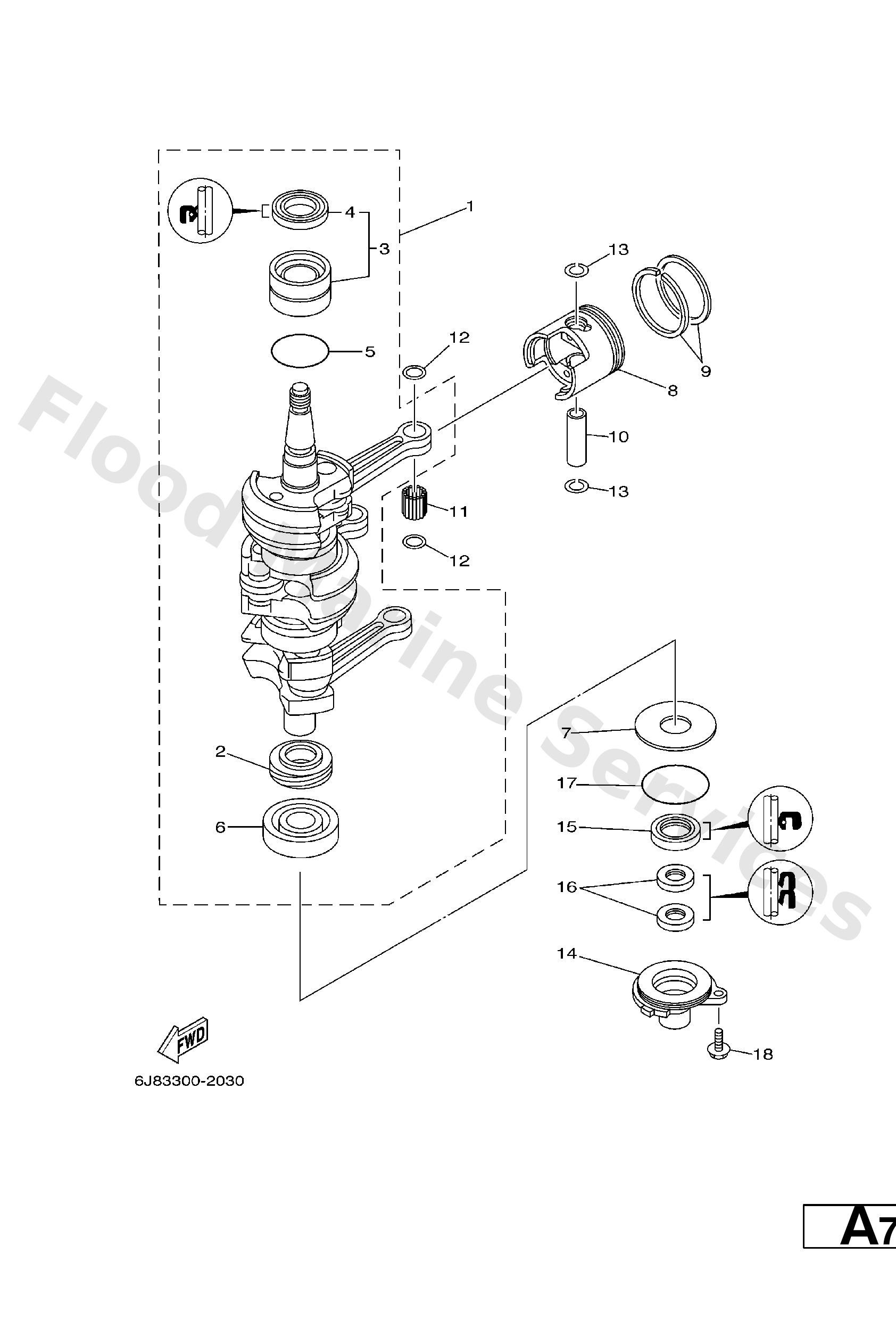 Yamaha 6J8114001100 Crankshaft assy