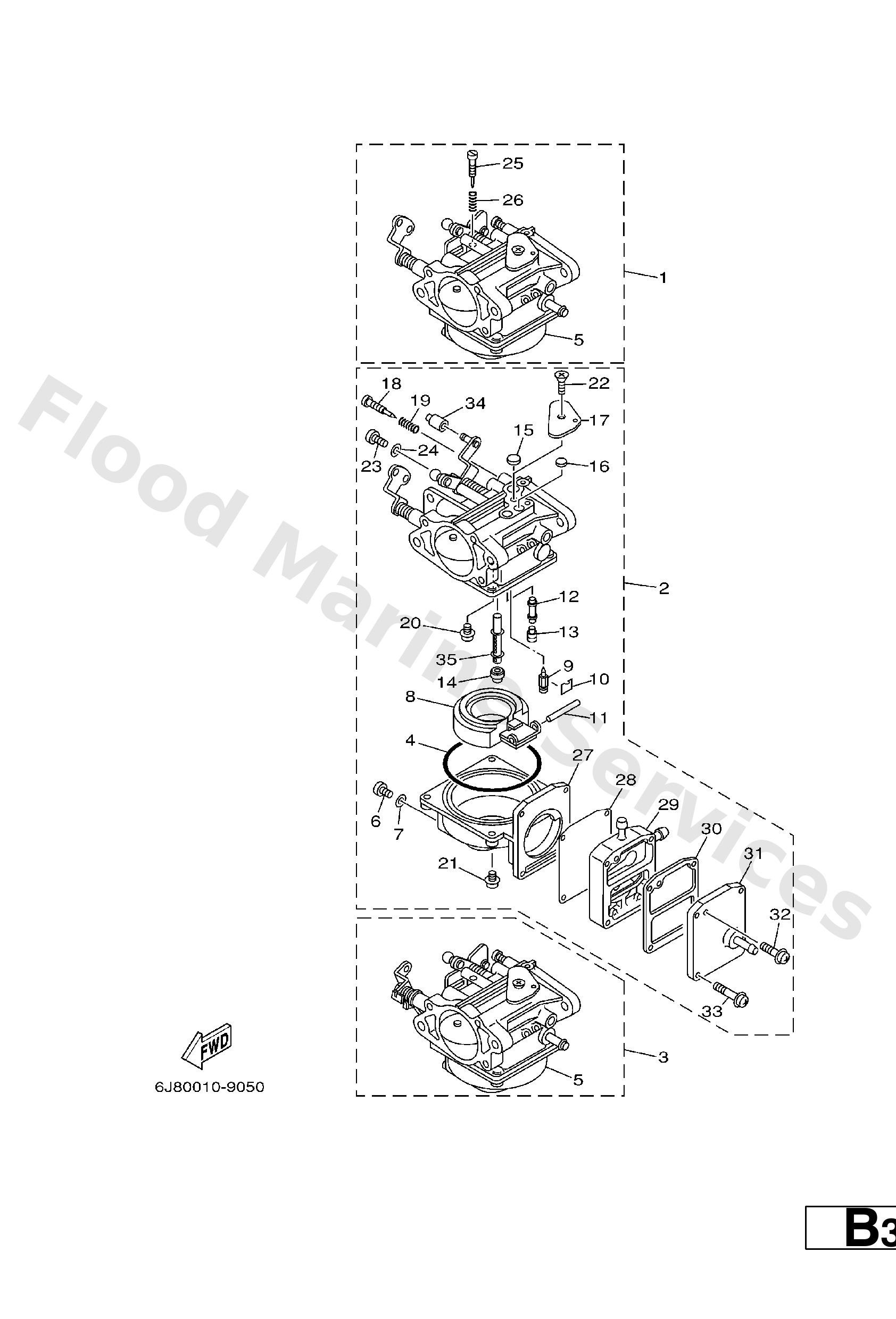 Yamaha 6J8143030100 Carburetor assy 3