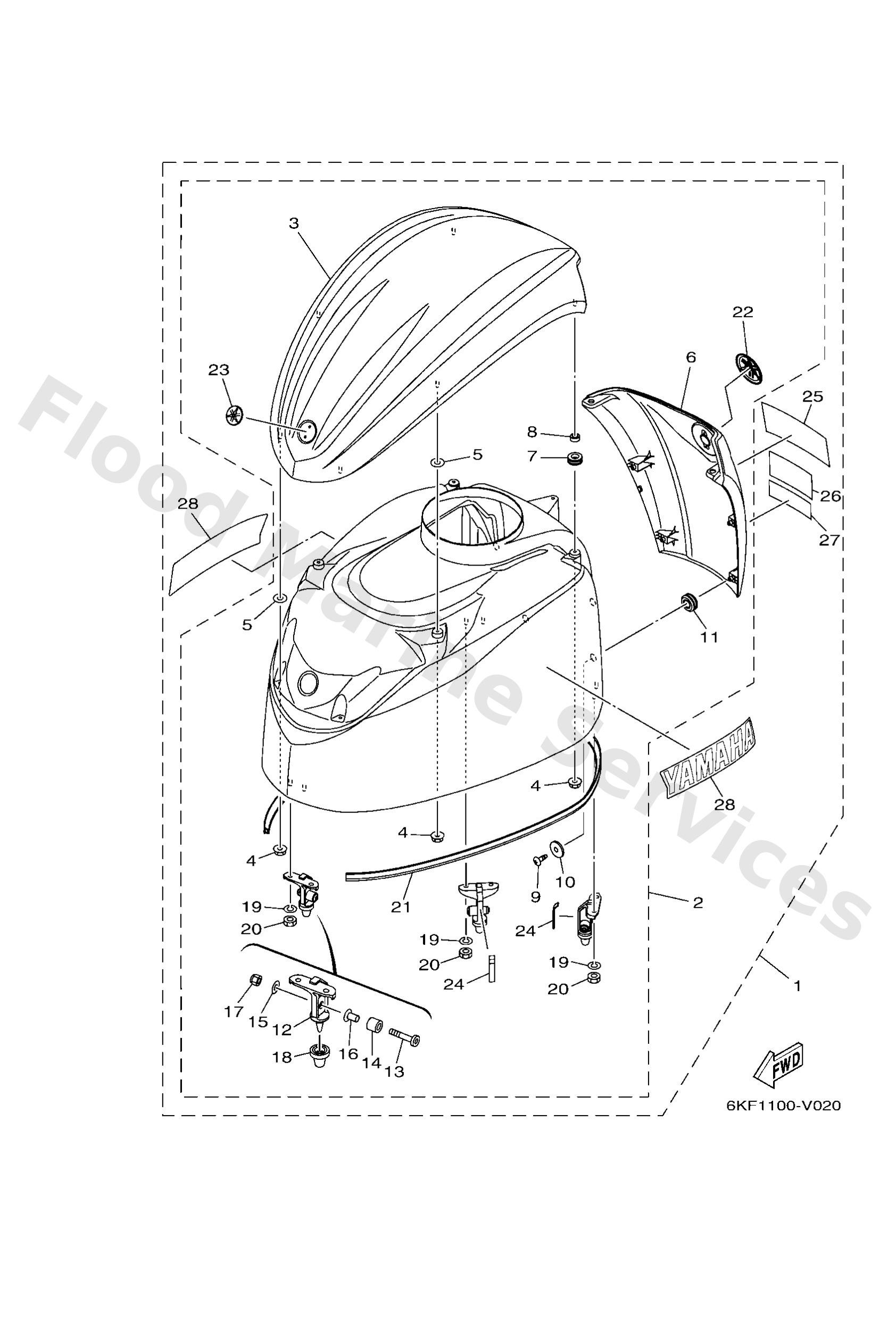 Yamaha 6KK4261010CE Top cowling assy