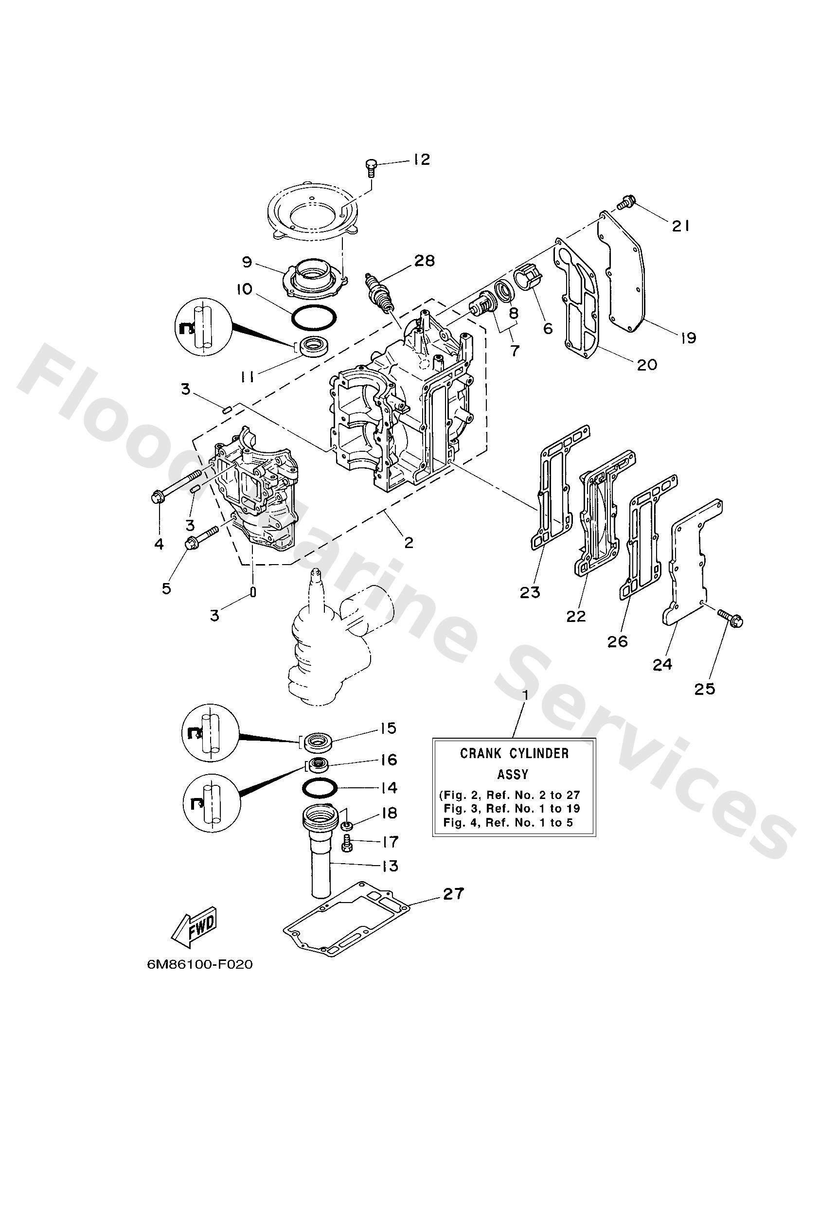 Yamaha 6N0E5100001S Crankcase assy
