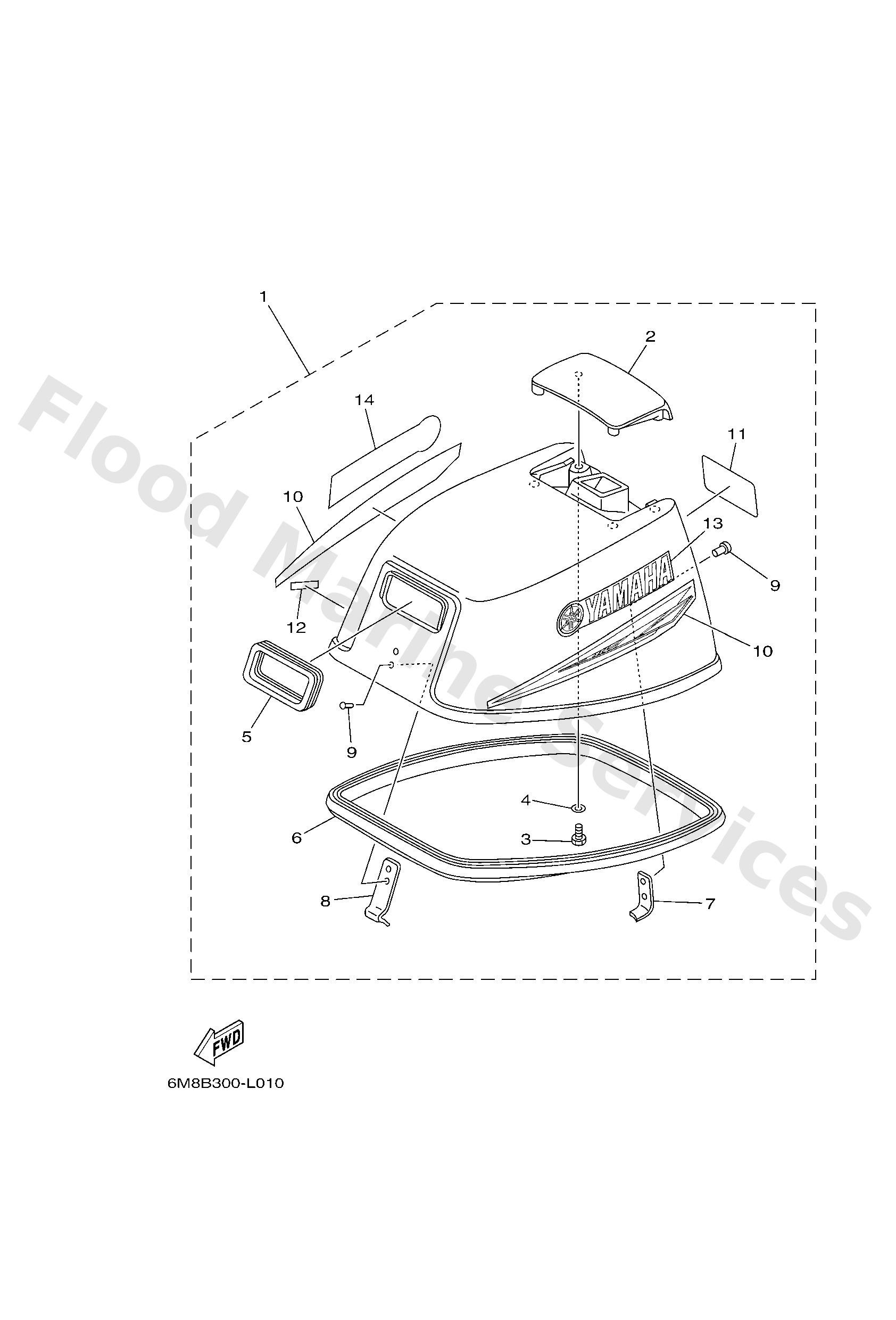 Yamaha 6N0G2610004D Top cowling assy