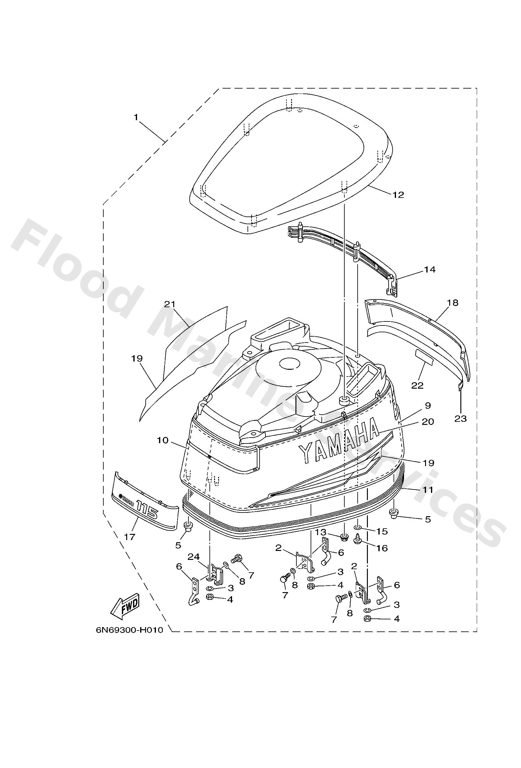 Yamaha 6N6426106000 Top cowling assy