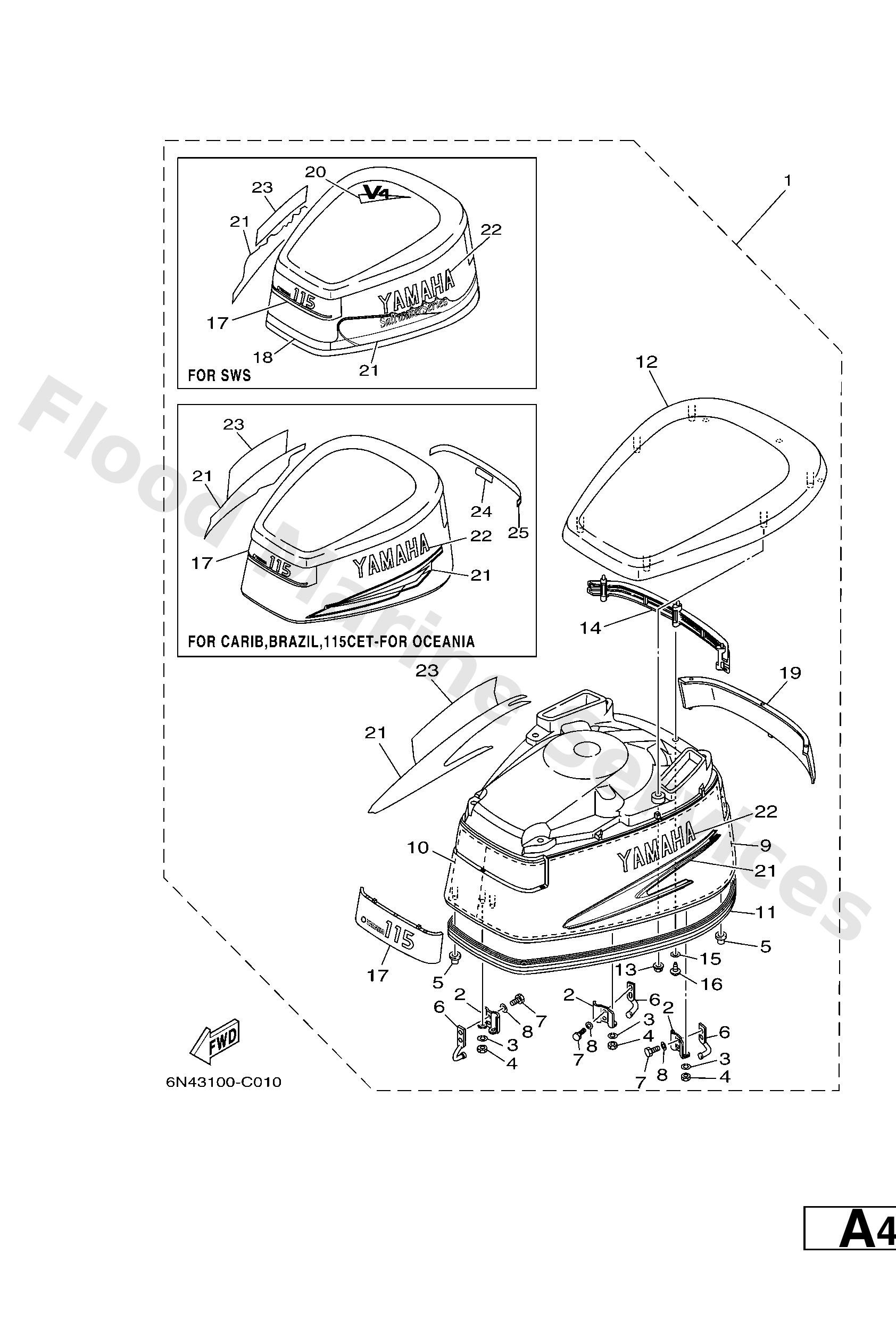 Yamaha 6N742610804D Top cowling assy