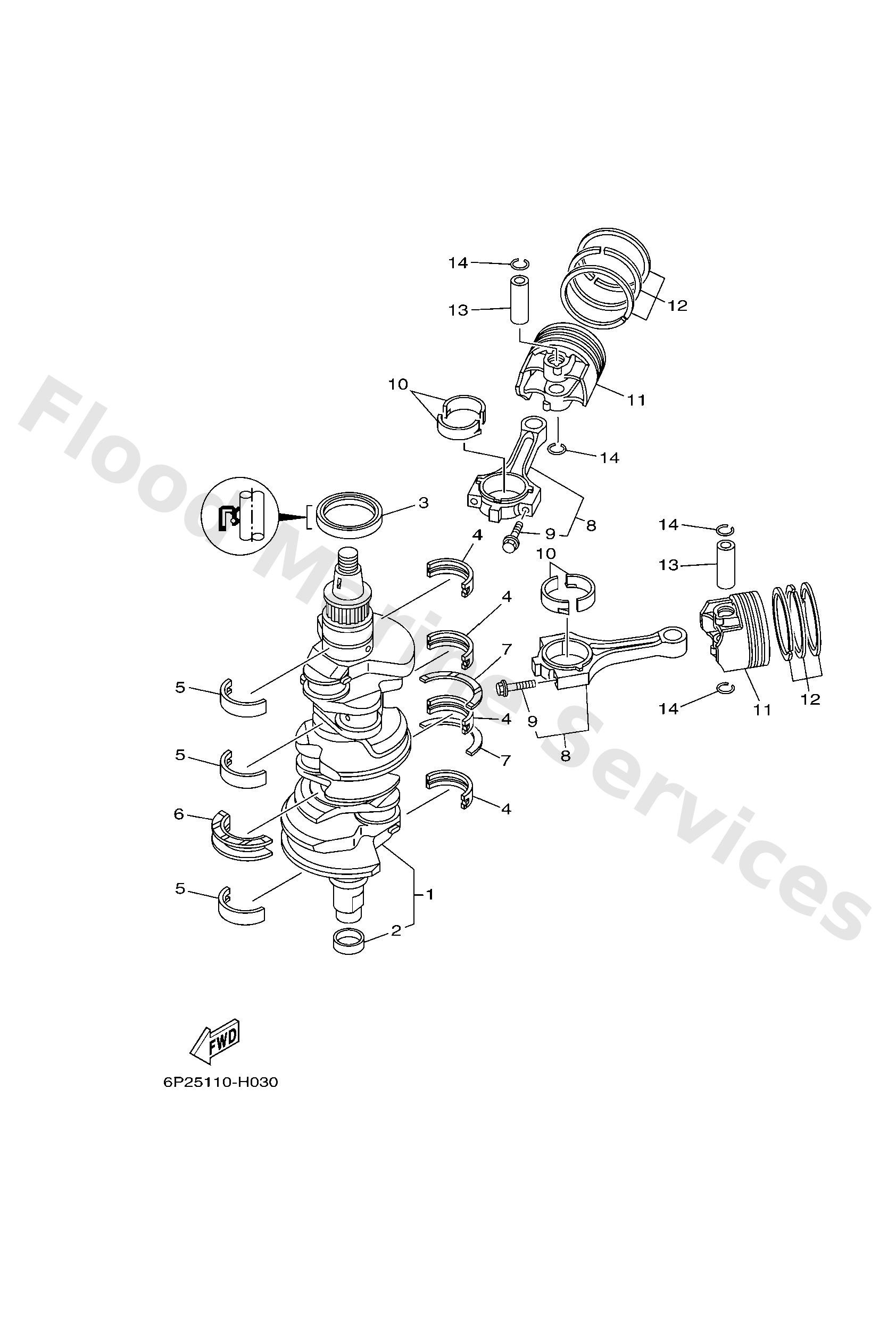 Yamaha 6P2114100100 Crankshaft