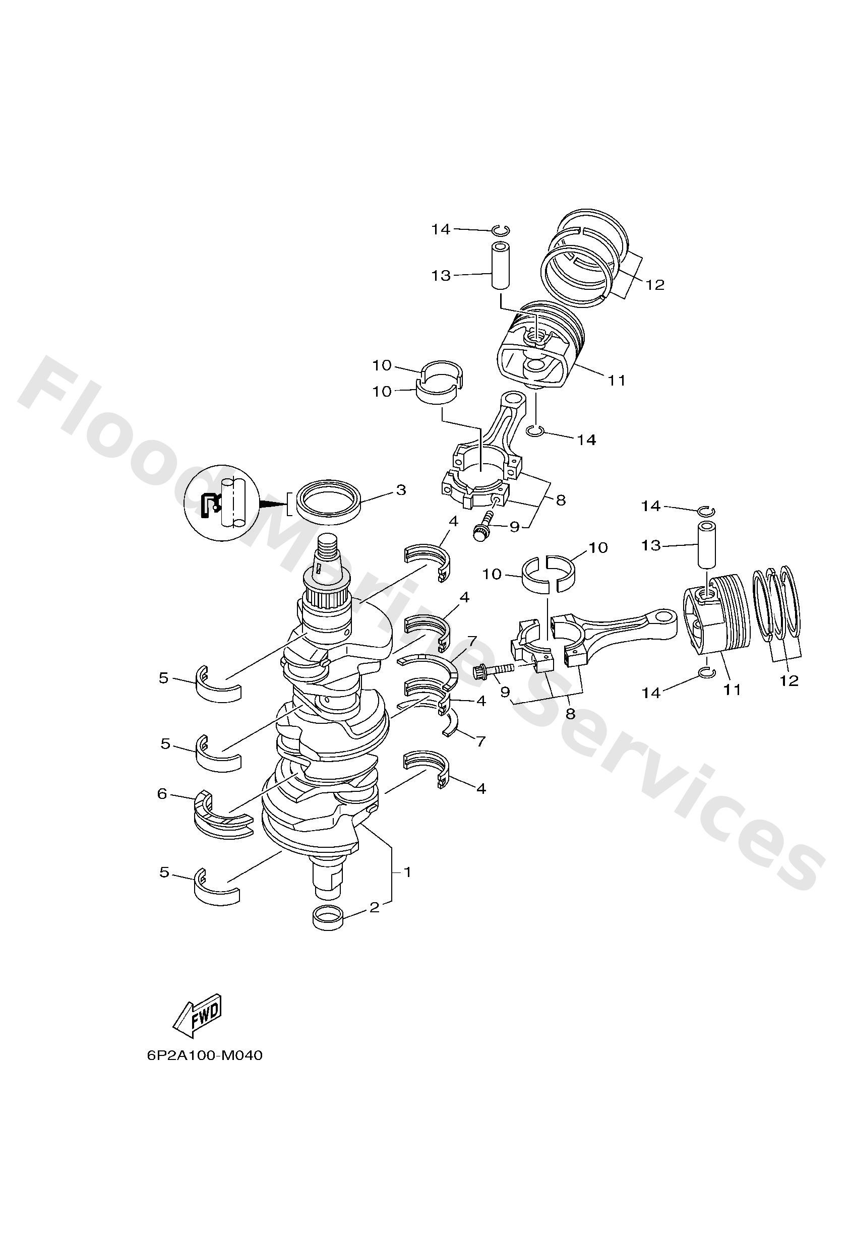 Yamaha 6P2114172000 Plane bearing, crankshaft 2