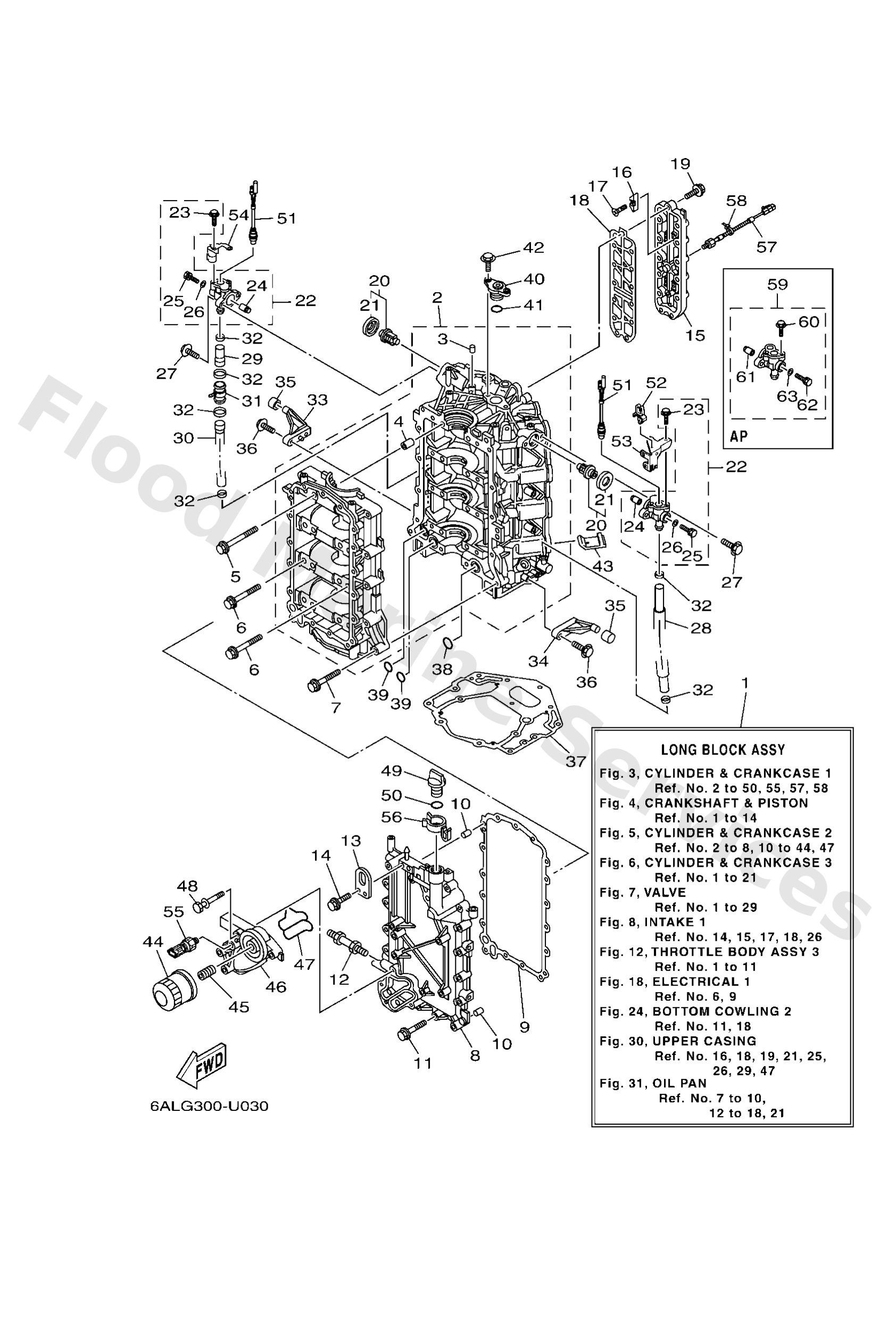 Yamaha 6P2151001100 Crankcase assy
