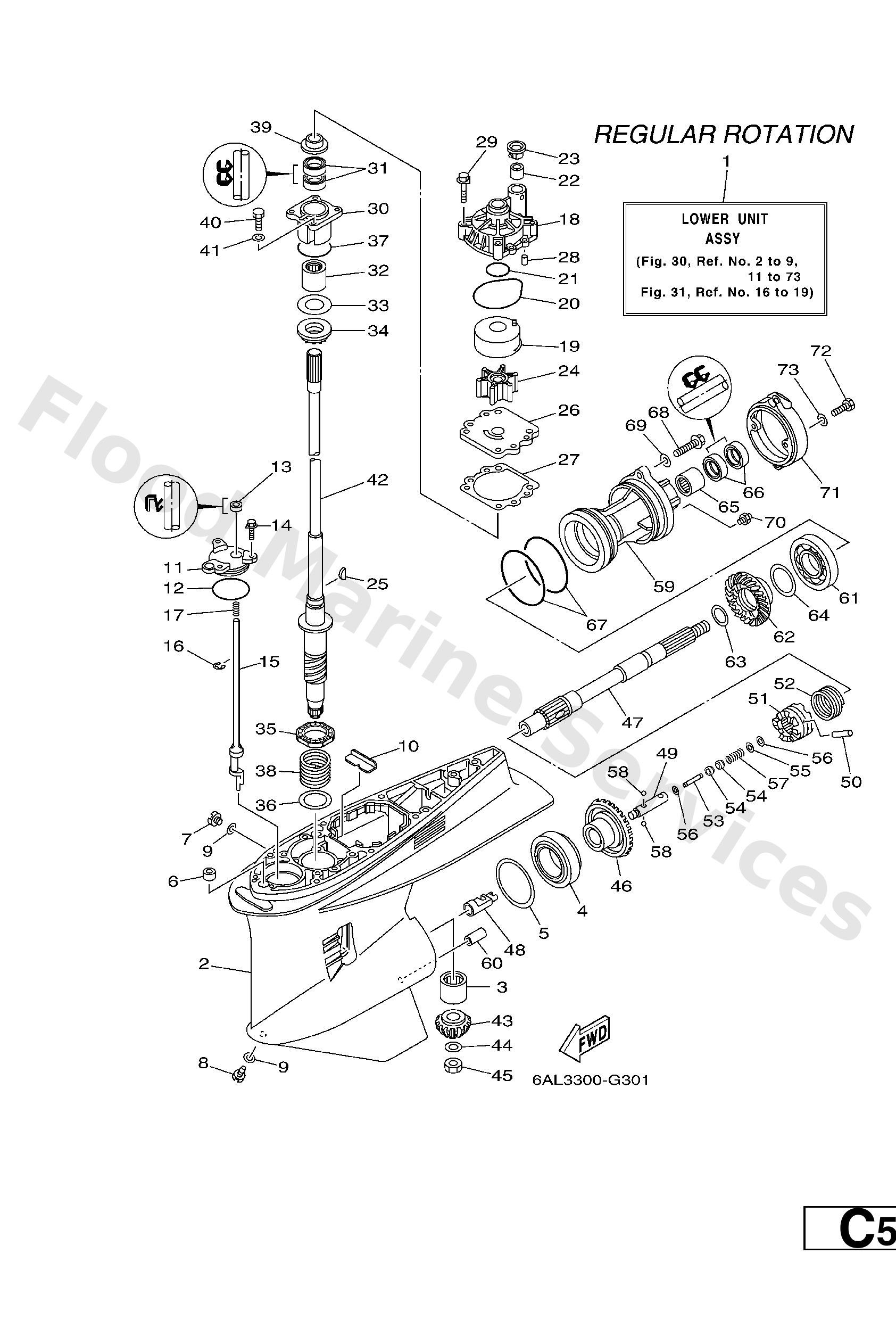 Yamaha 6P245300308D Lower unit assy