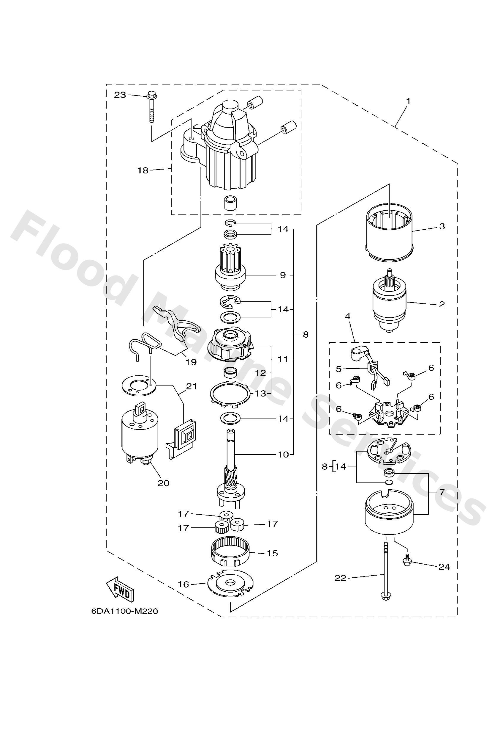 Yamaha 6CB818000200 Starting motor assy