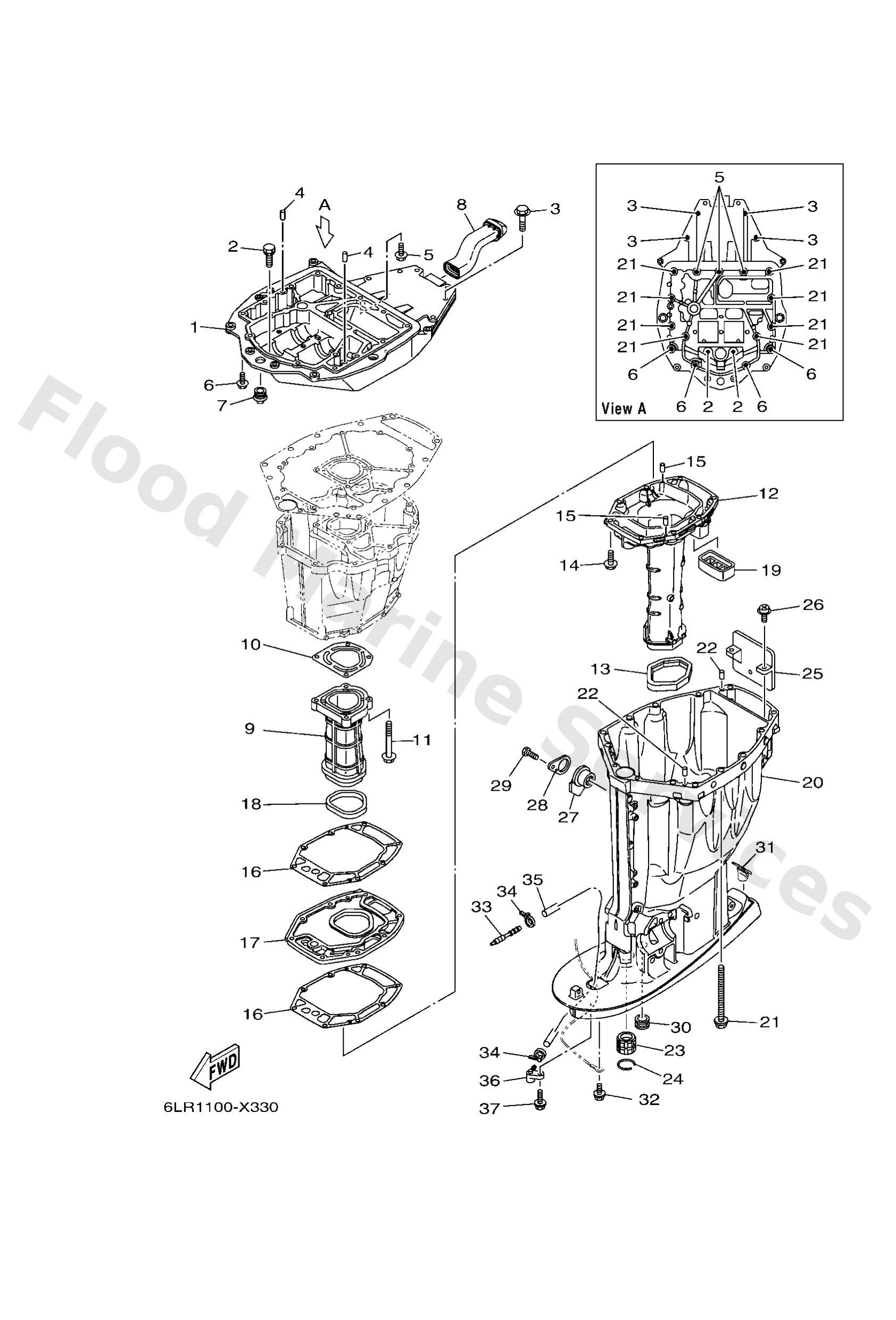 Yamaha 6LH45111008D Casing, upper
