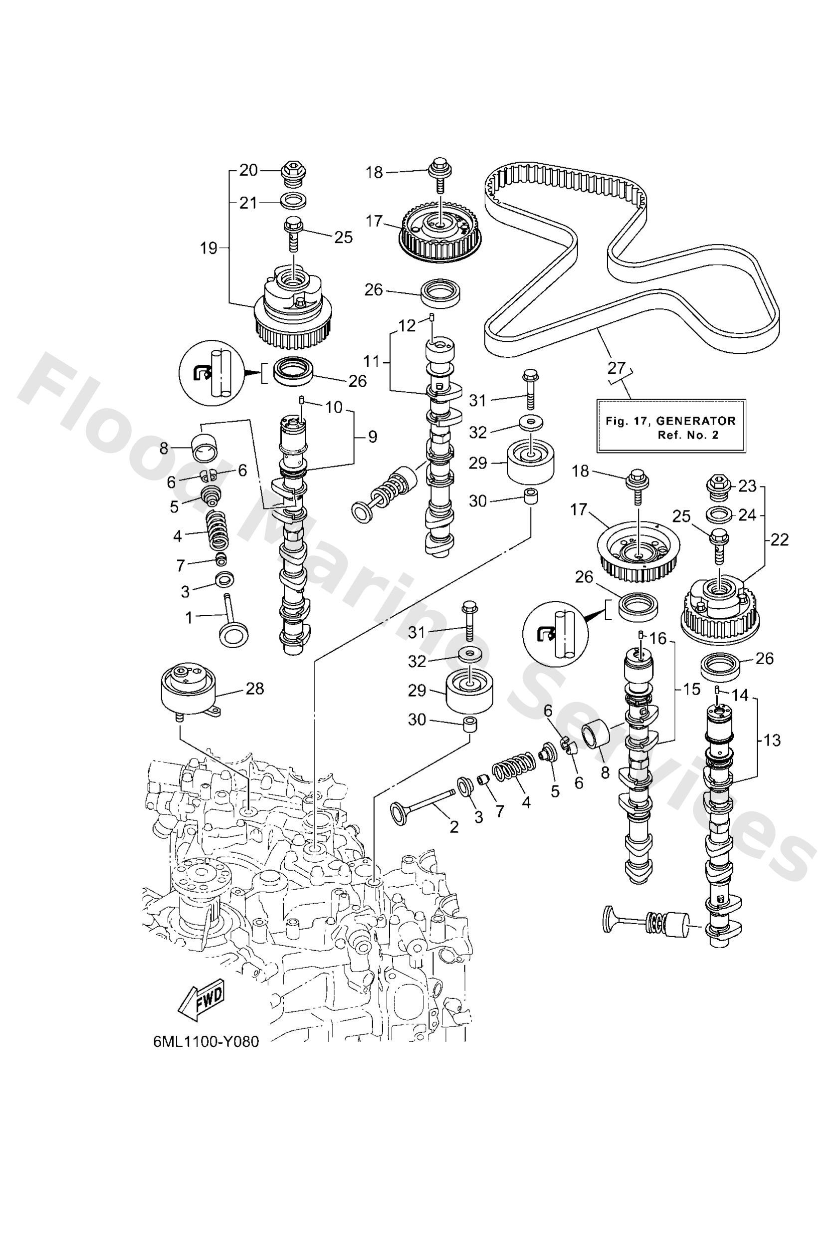 Yamaha 6ML121210000 Valve, exhaust