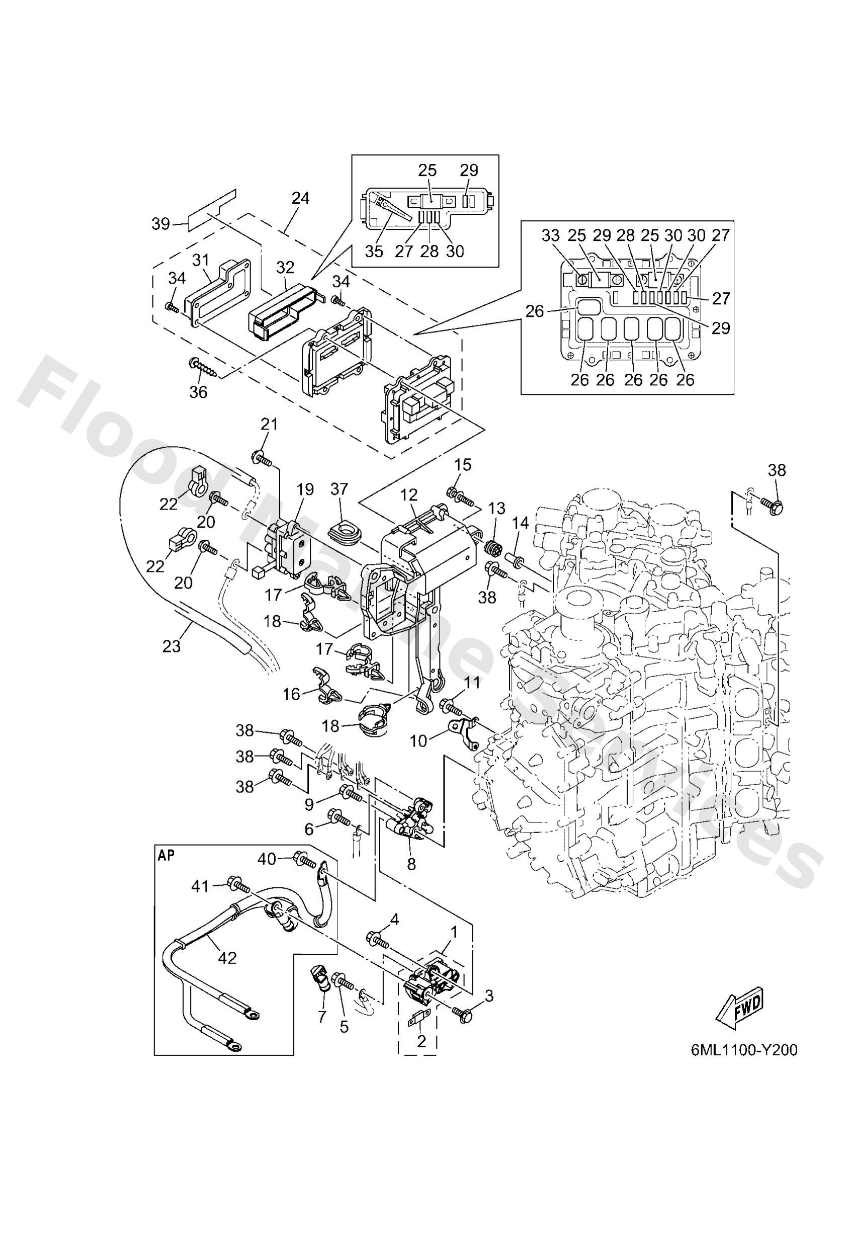 Yamaha 6ML821700000 Fuse box assy