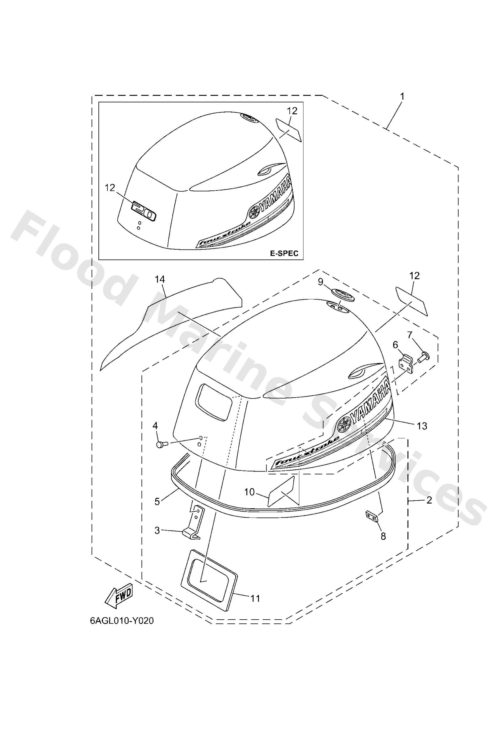 Yamaha 6AG426108000 Top cowling assy