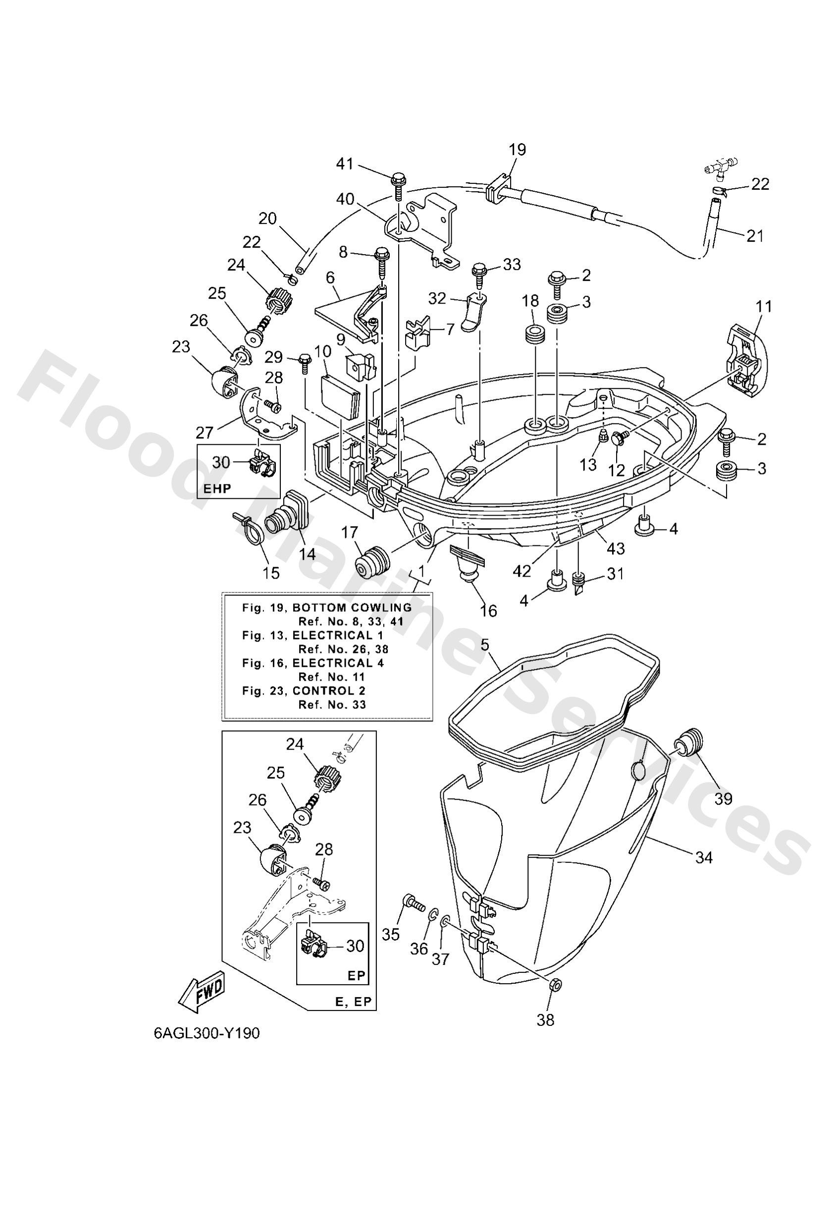 Yamaha 6AH42710308D Bottom cowling assy