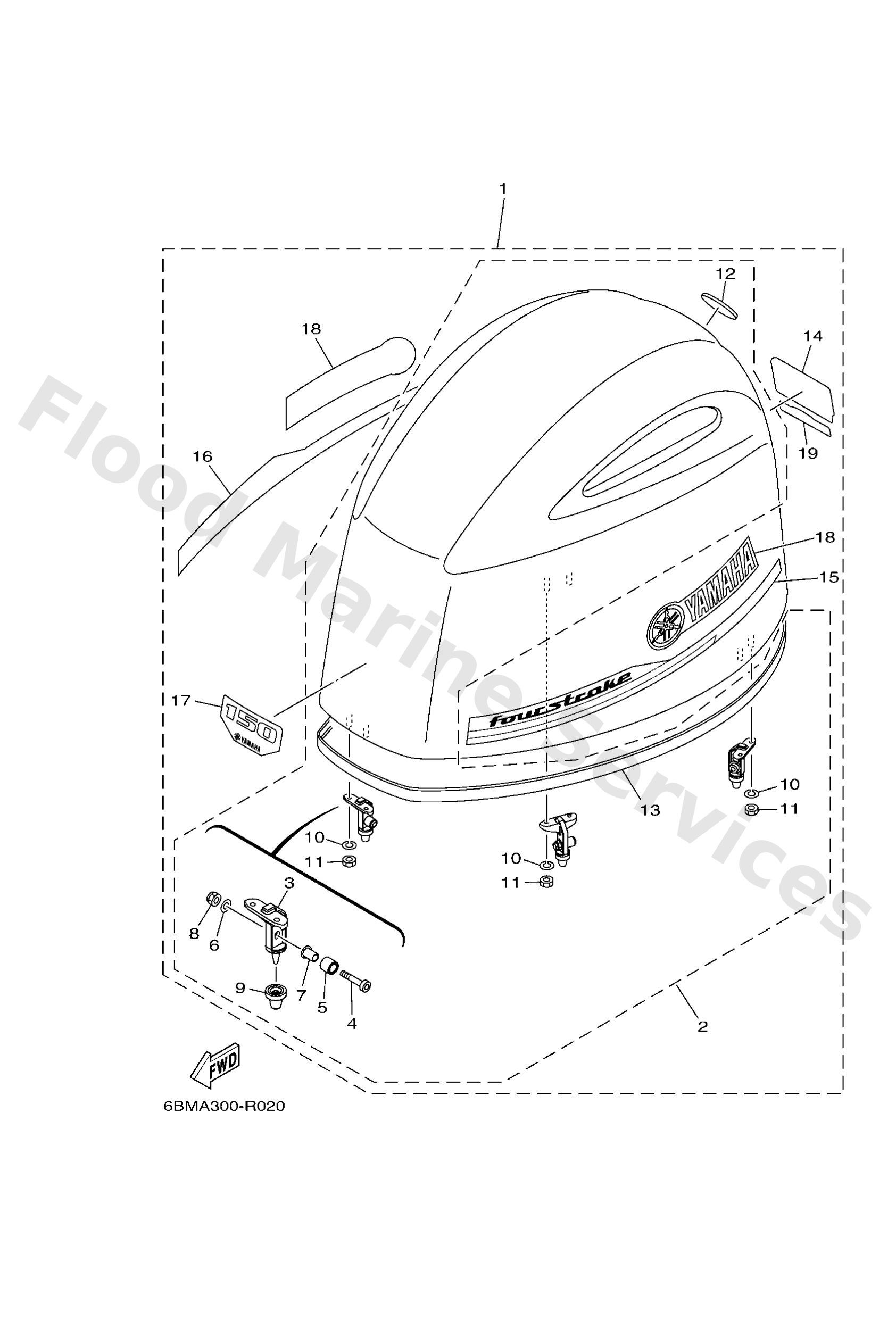 Yamaha 6BM42610028D Top cowling assy