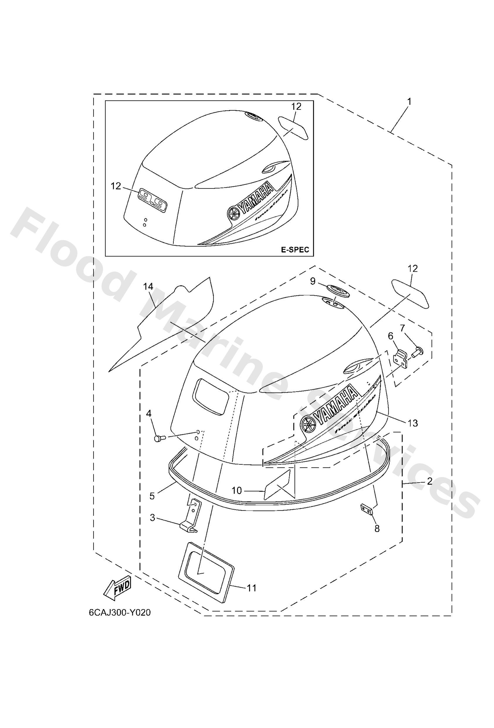 Yamaha 6CA4261A2000 Top cowling w/o graphics