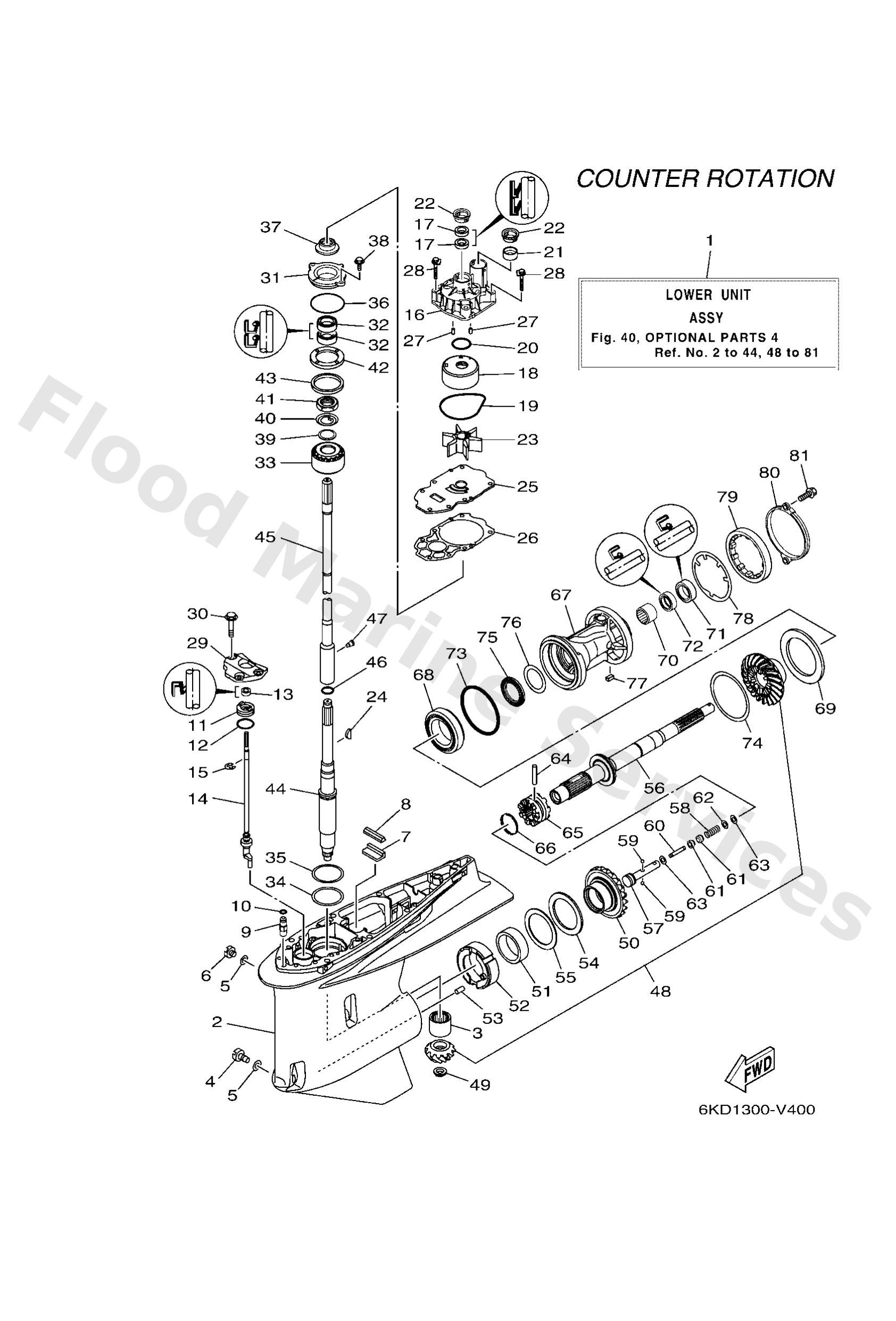 Yamaha 6MM4530000CE Lower unit assy