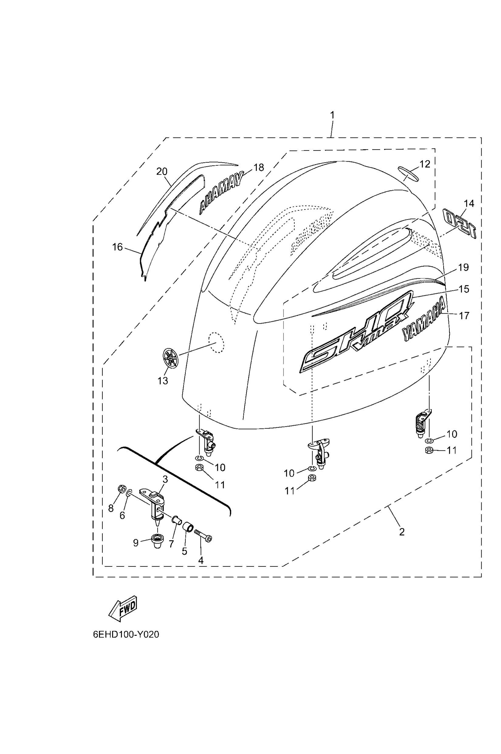 Yamaha 6EH4261A10NA Top cowling w/o graphics