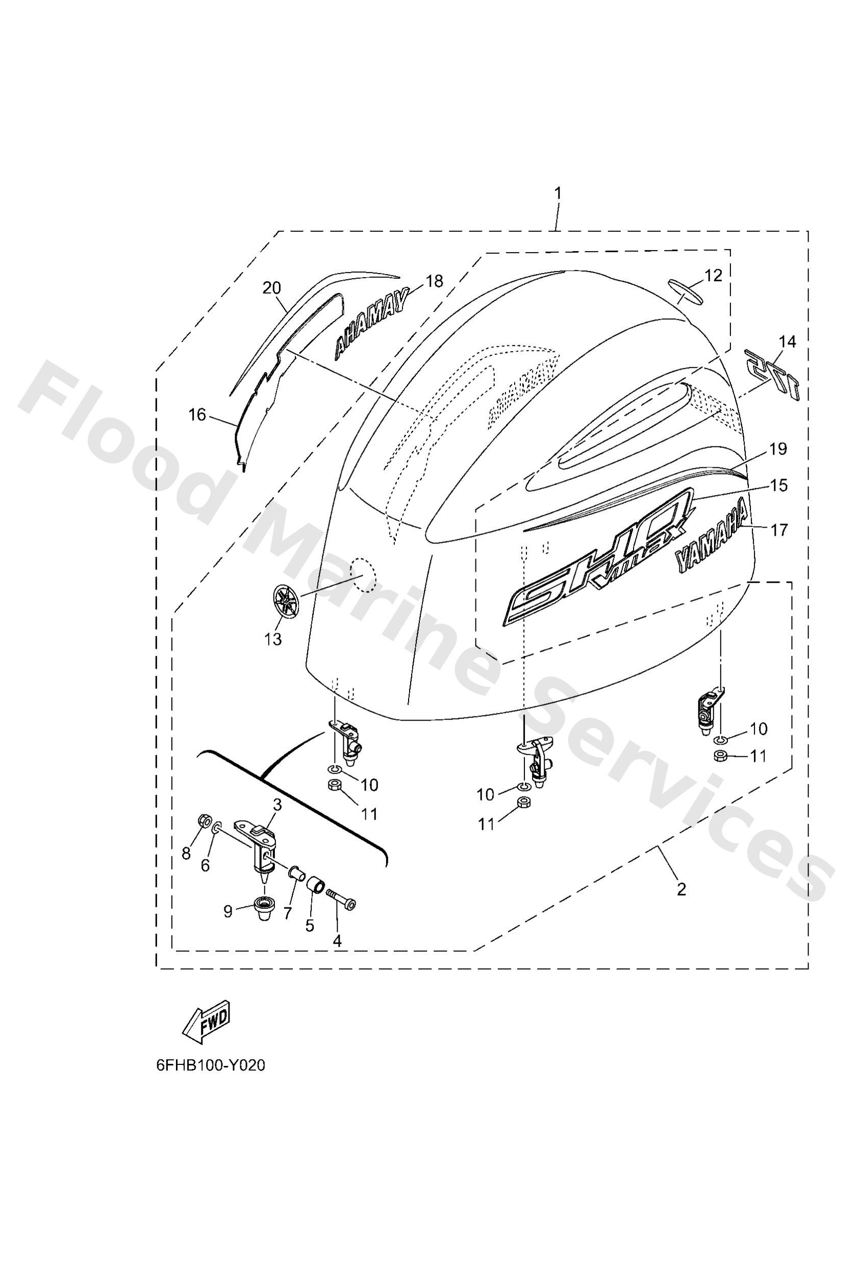 Yamaha 6FH4261010NA Top cowling assy