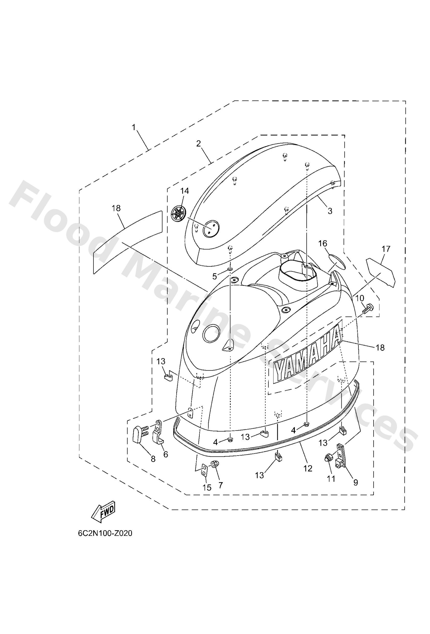 Yamaha 6C642610508D Top cowling assy