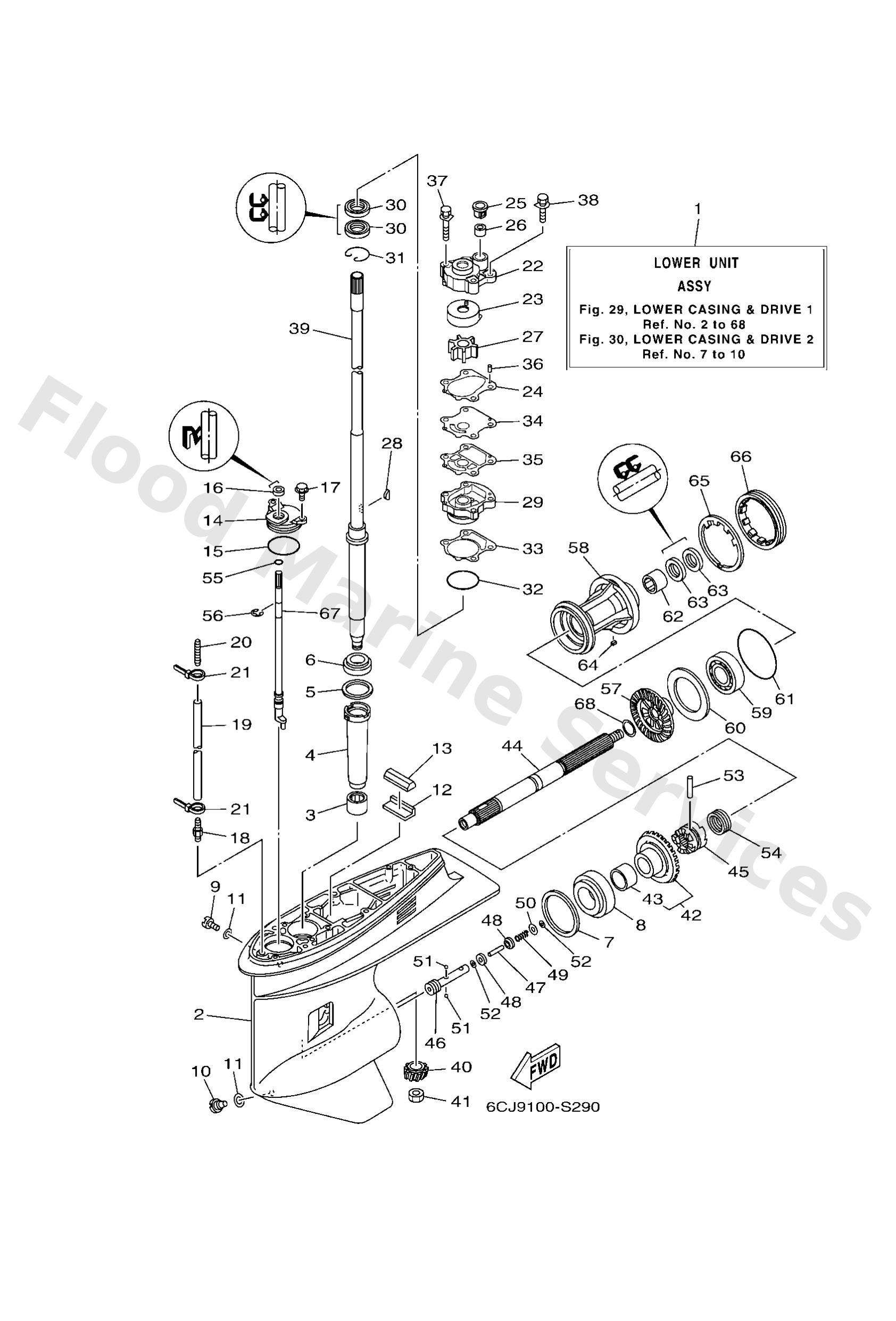 Yamaha 6CJ4530032CE Lower unit assy