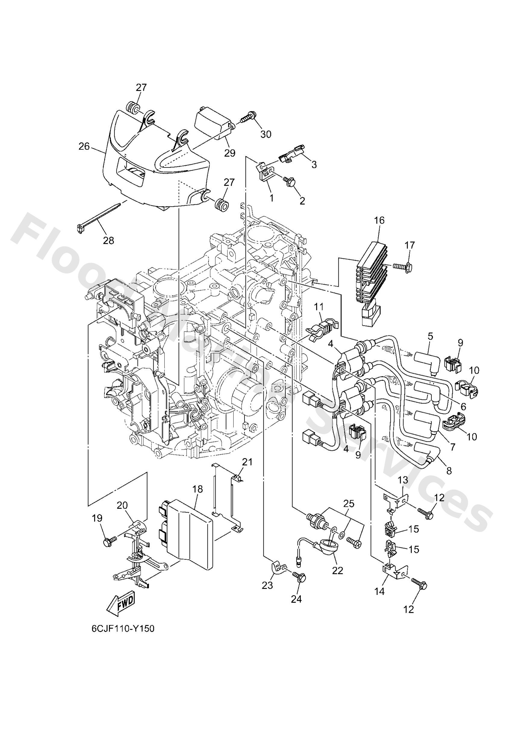Yamaha 6CJ8591A3000 Engine control unit assy