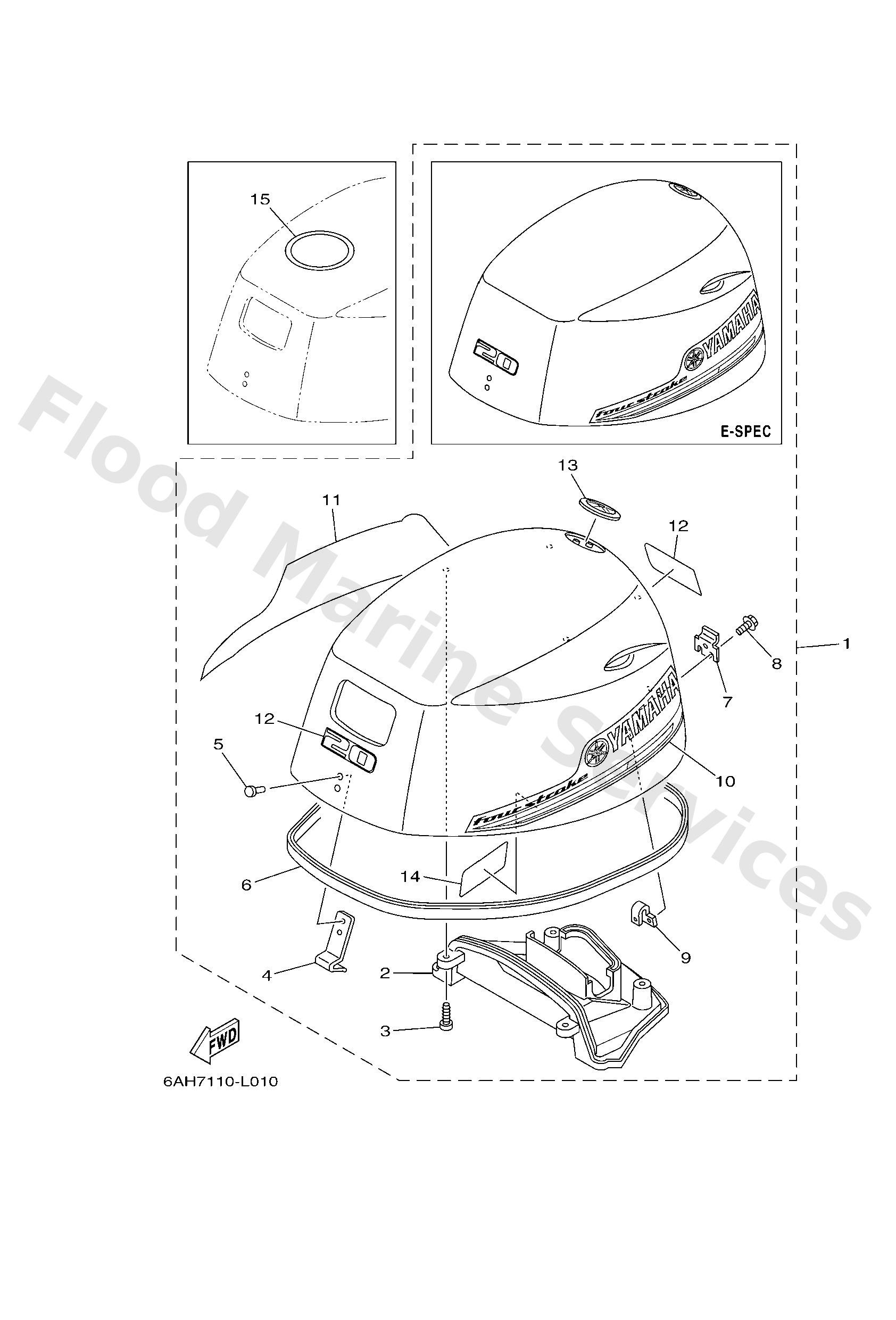 Yamaha 6AH426107100 Top cowling w/o graphics (6ah)