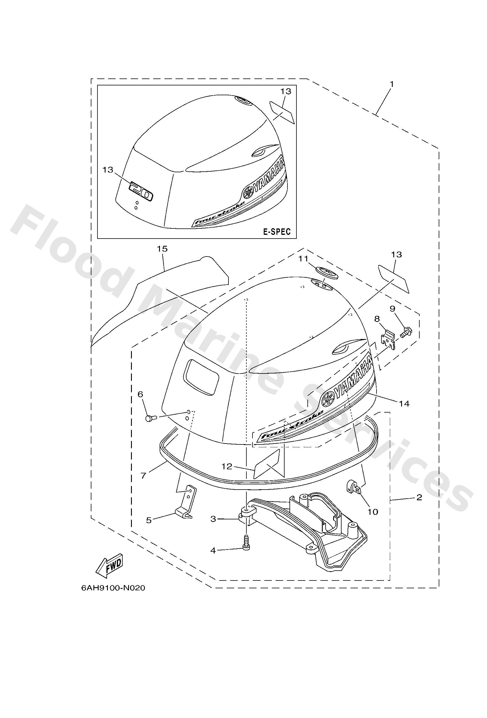 Yamaha 6AH426107200 Top cowling w/o graphics (6ah)