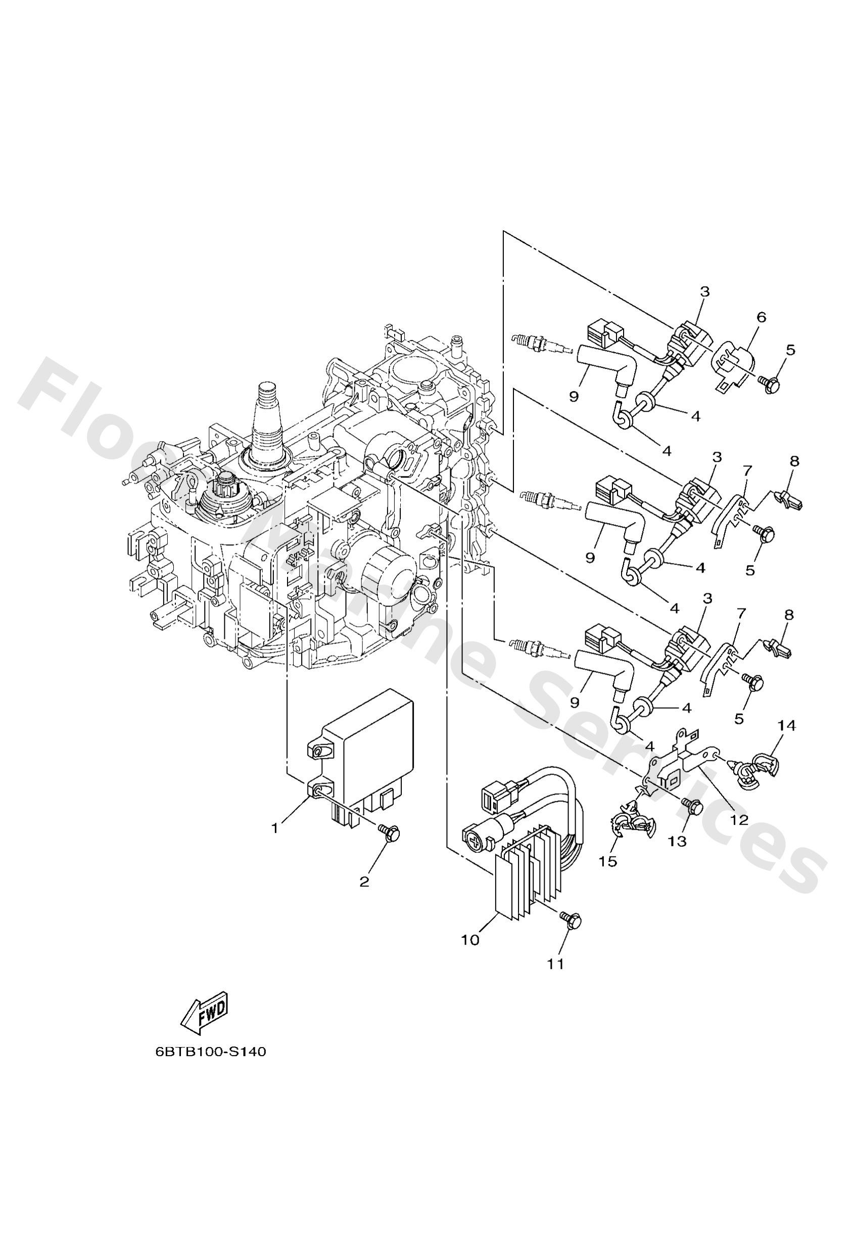 Yamaha 6BT8591A1200 Engine control unit assy